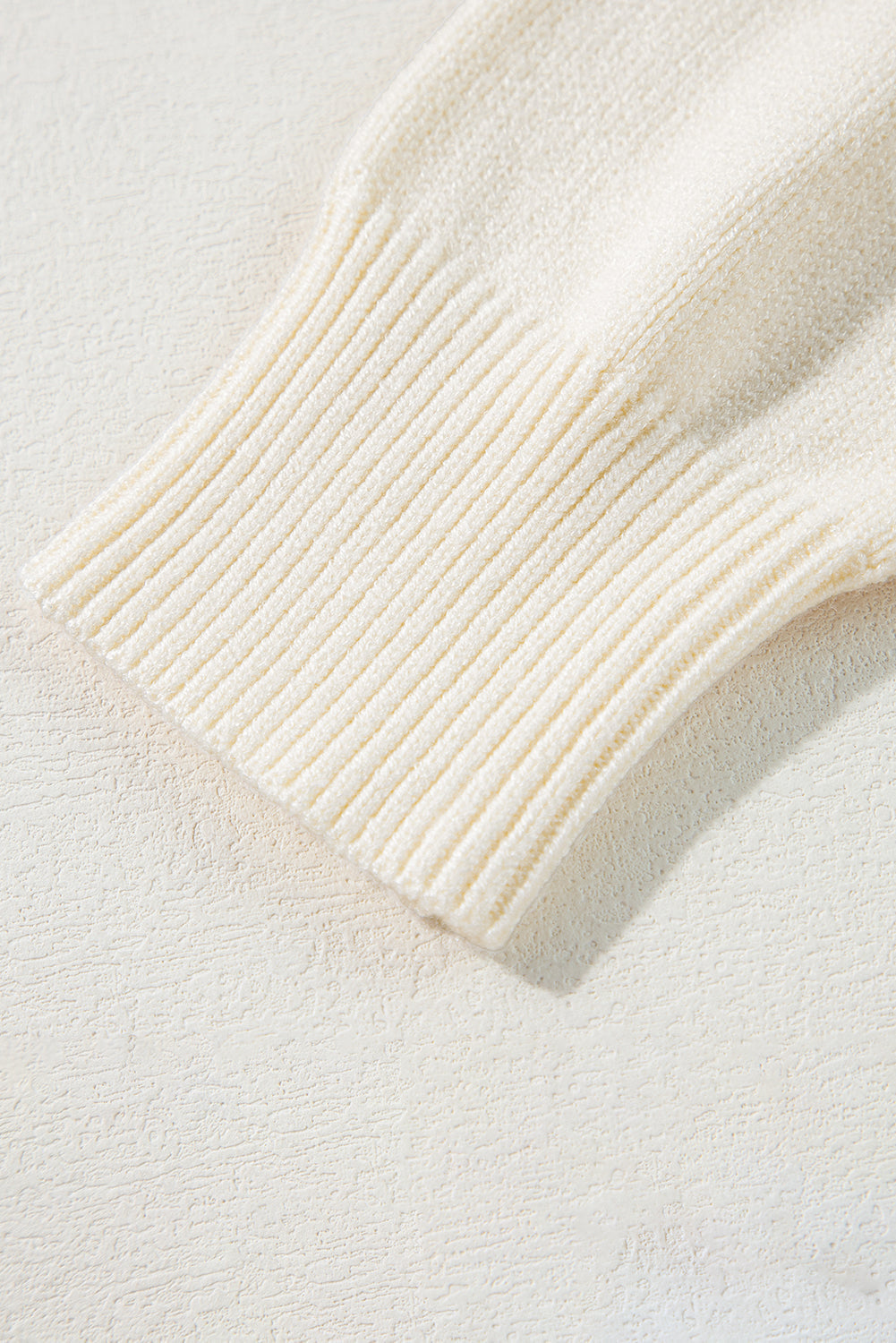 Black Boo Knitted Pattern Ribbed Edge Drop Shoulder Sweater eAura