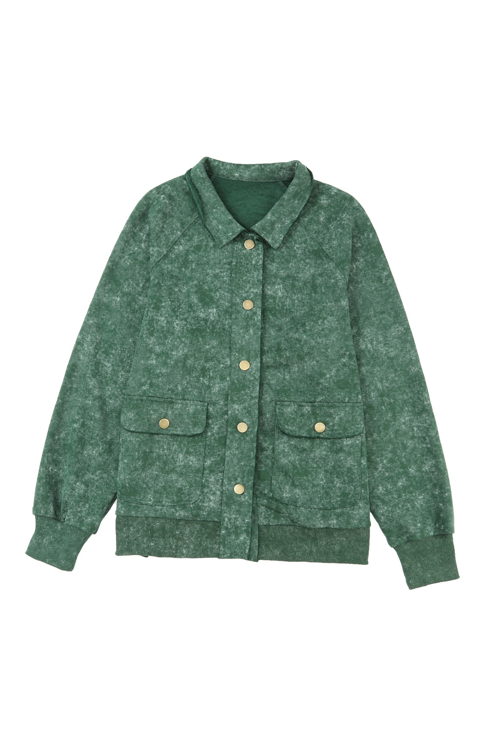 Green Vintage Washed Flap Pocket Button Shacket Beagle Boutique Fashion Outlet