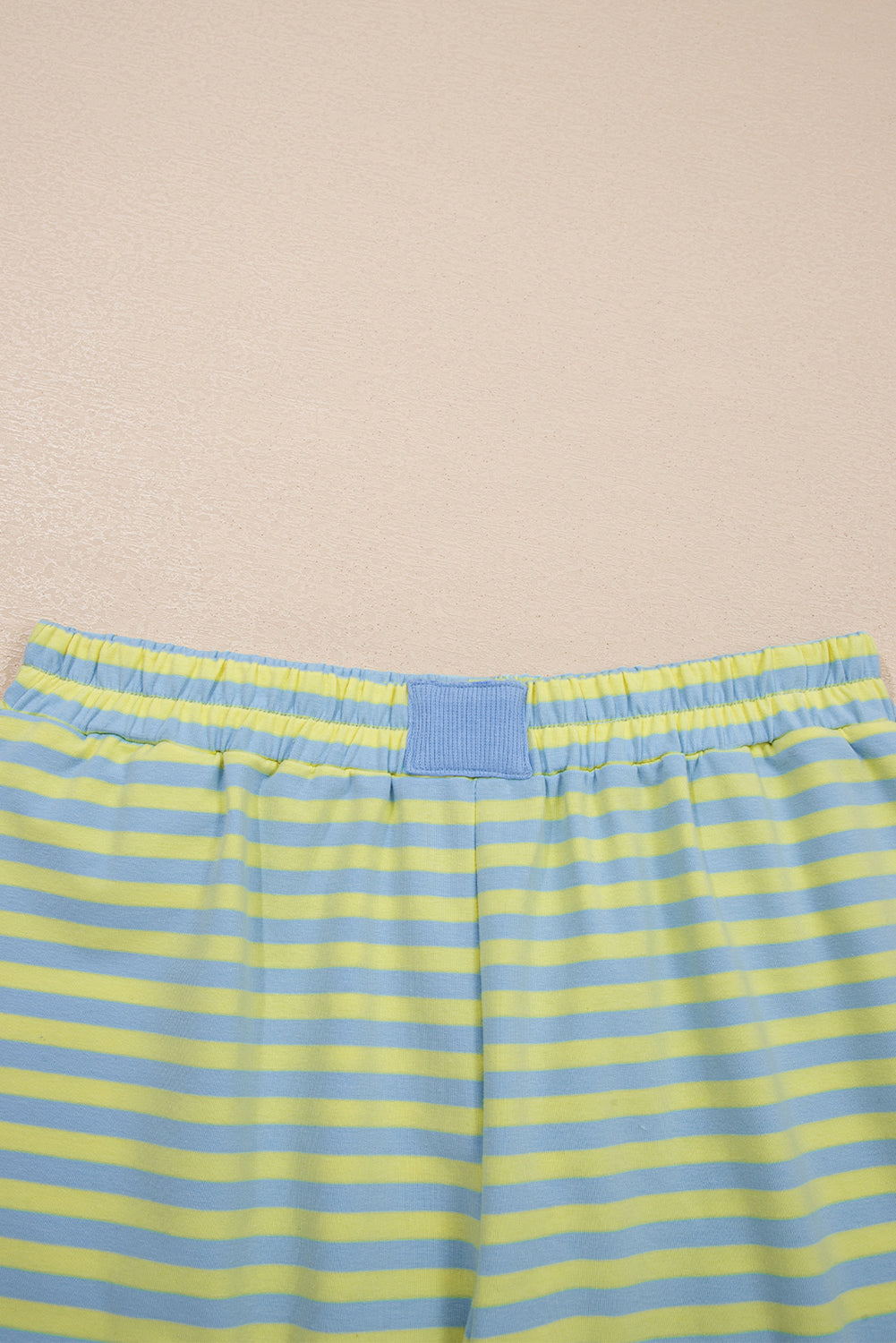 Color Block Detail Long Sleeve Pullover Elastic Waist Pull On Shorts 2pcs Set – Yellow Stripe