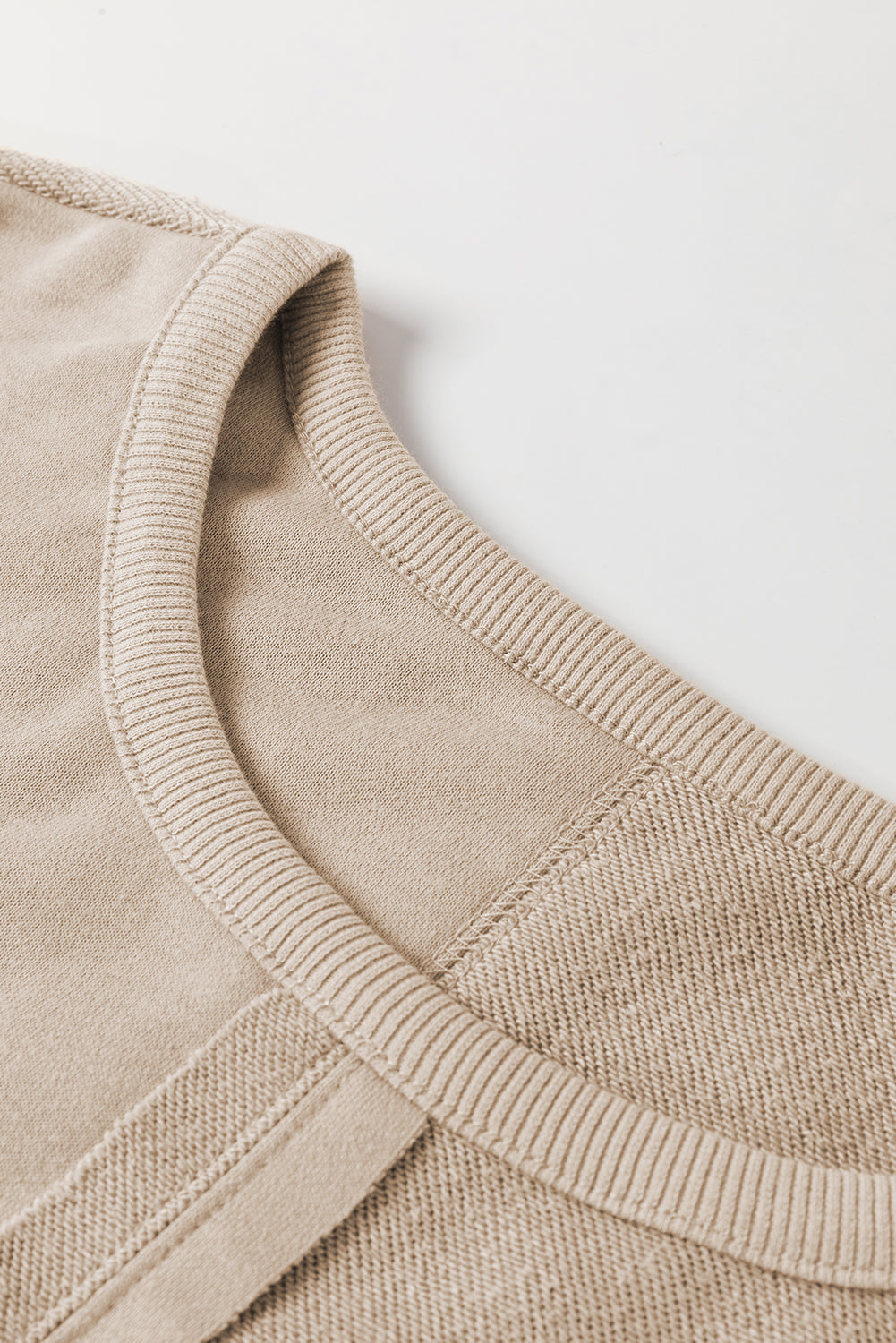 Knit Crochet Exposed Seam Ribbed Trim Sweatshirt eAura
