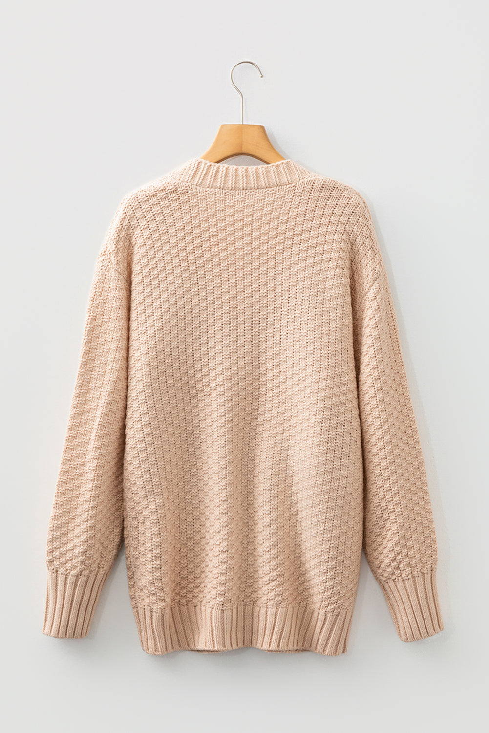 Open Front Knit Cardigan With Denim Pockets - eAura