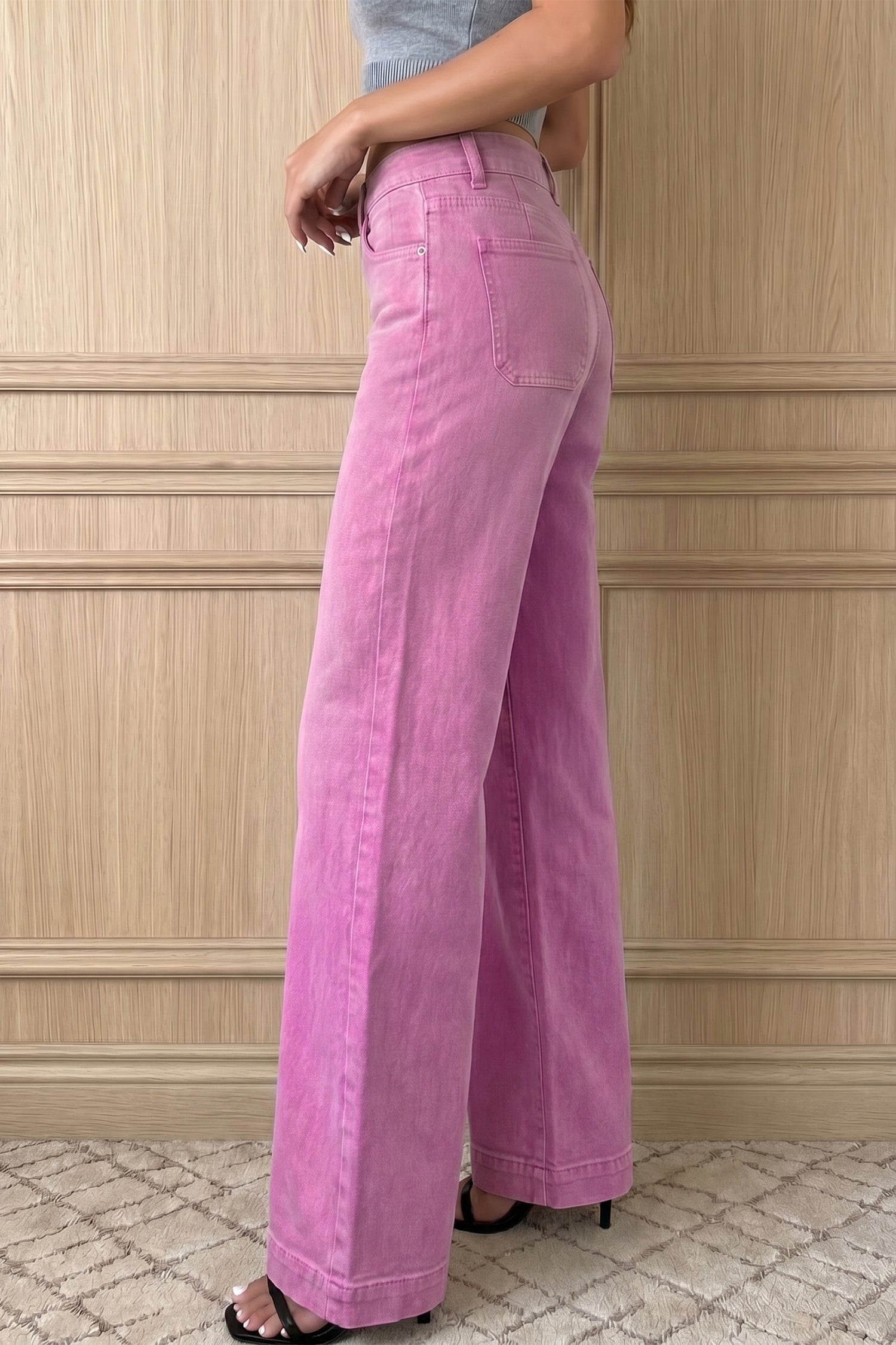 Double Button High Waist Flared Bottom Jeans
