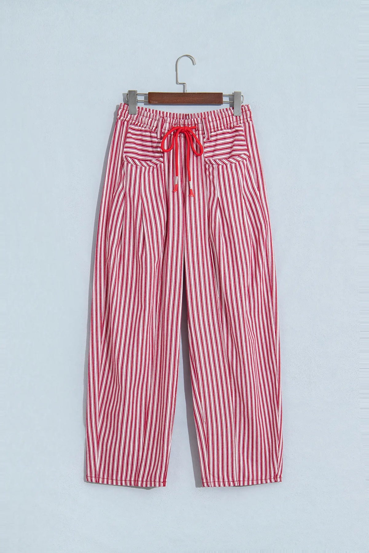 Drawstring Casual Loose Pants – Red Stripe