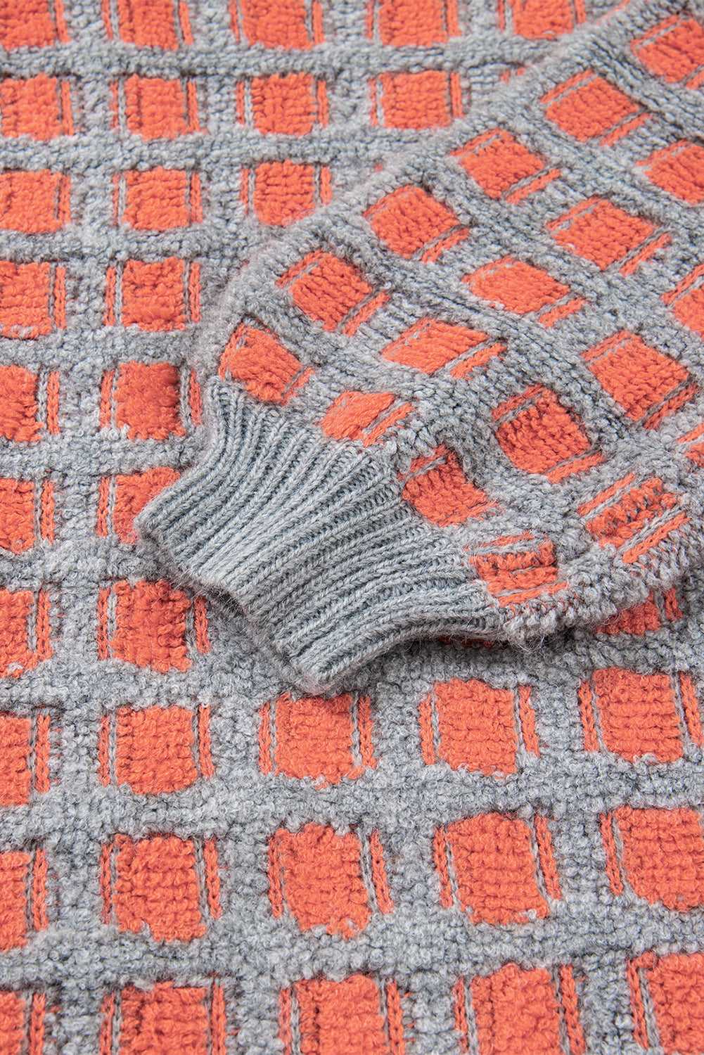 Pink Checkered Oversized Side Slit Sweater - eAura