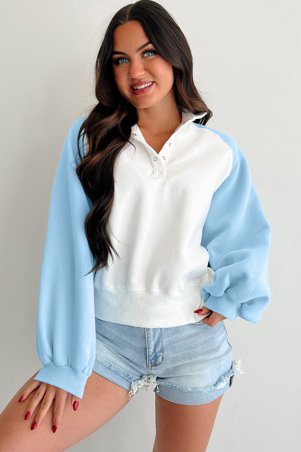 Snap Buttons Pullover Sweatshirt - eAura