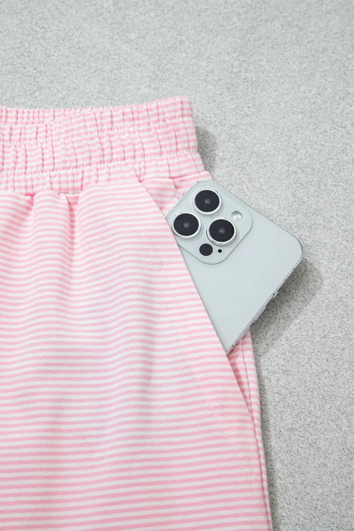 Colour Block Trim Mock Neck Pullover Drawstring Pants Casual Outfit – Pink Stripe
