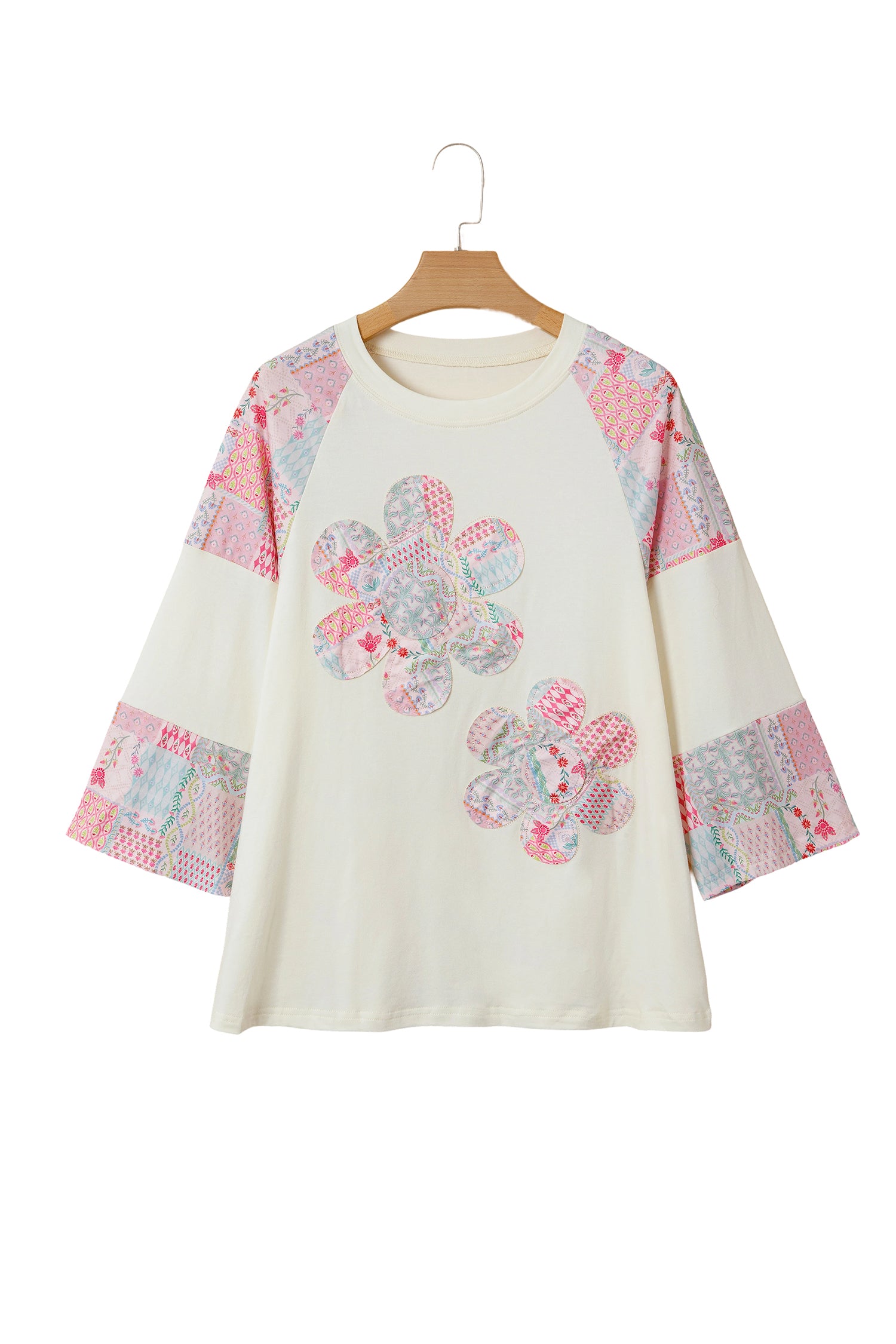 Retro Floral Patchwork Long Sleeve Top
