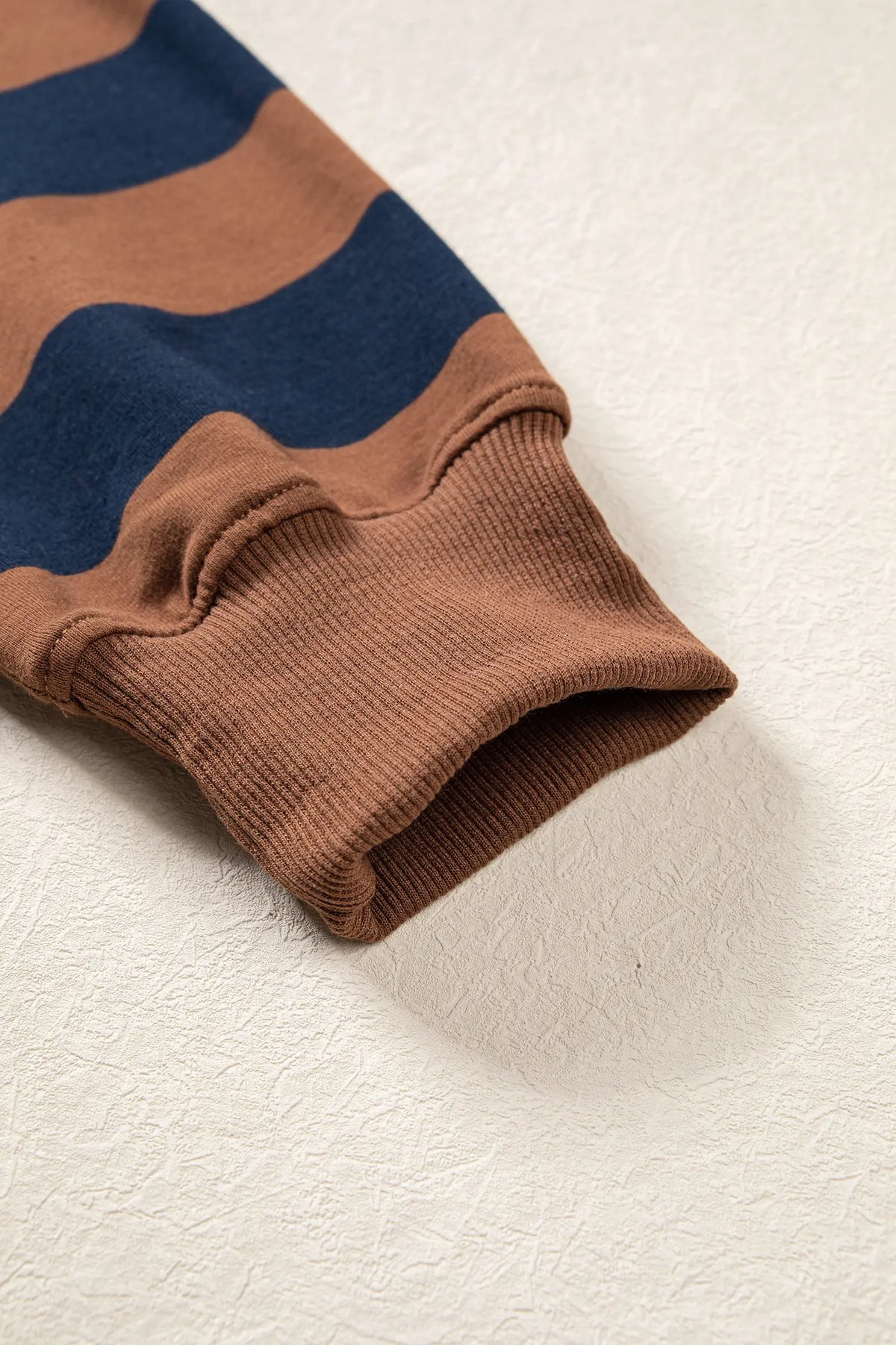 Colourblock Mock Neck Relaxed Sweatshirt – Brown Stripe