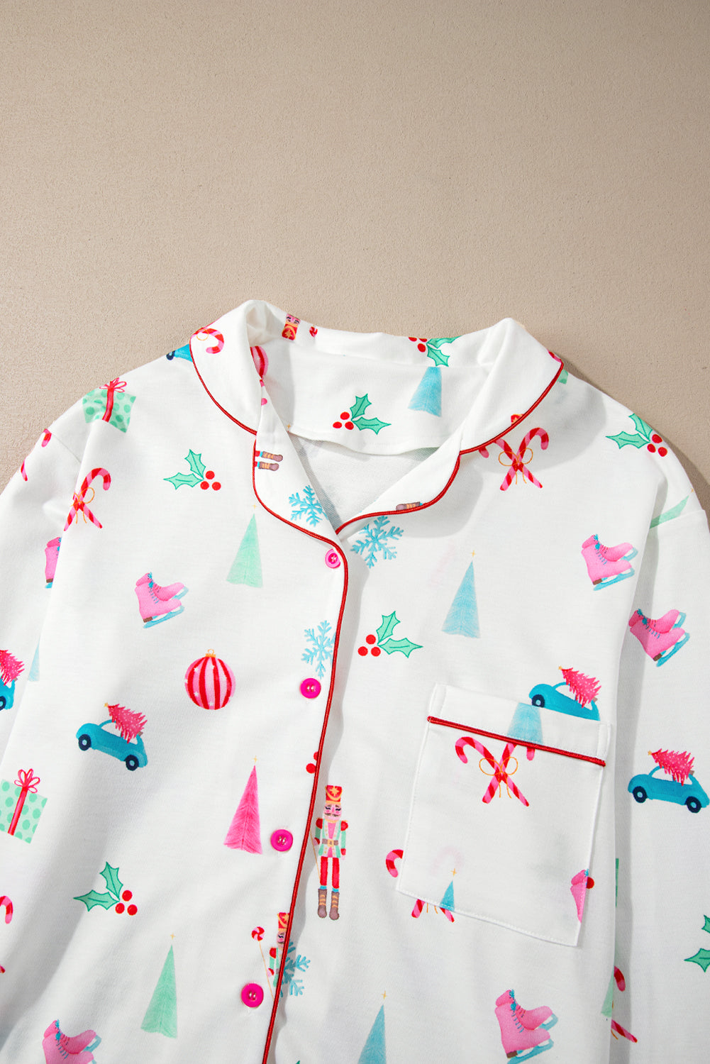 White Christmas Print Shirt and Pants Pyjamas - eAura