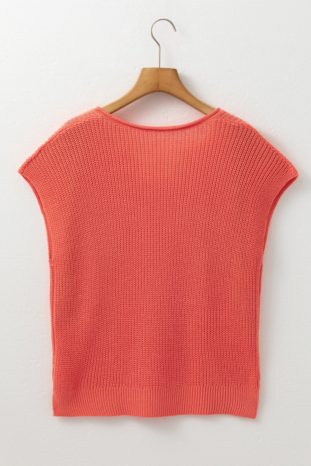 Flamingo Solid Textured Knitted Notch V Neck Sweater eAura
