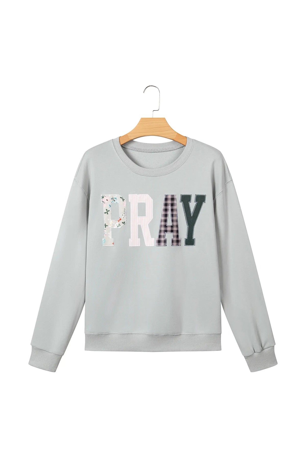 Floral Buffalo Plaid Striped Embroidered Patch Western Pullover Sweatshirt – Green Bay