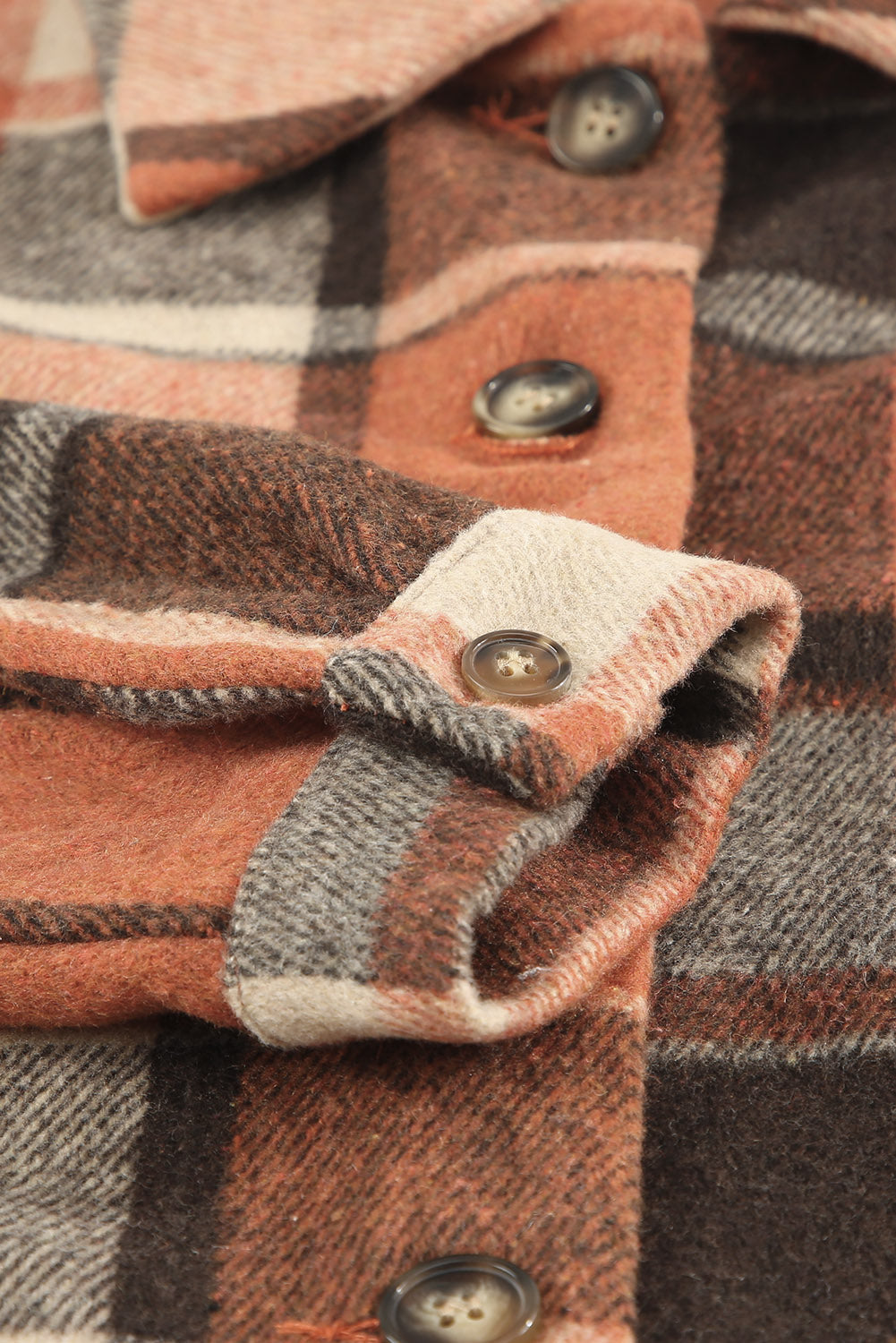 Plaid Print Buttoned Shirt Jacket Beagle Boutique Fashion Outlet