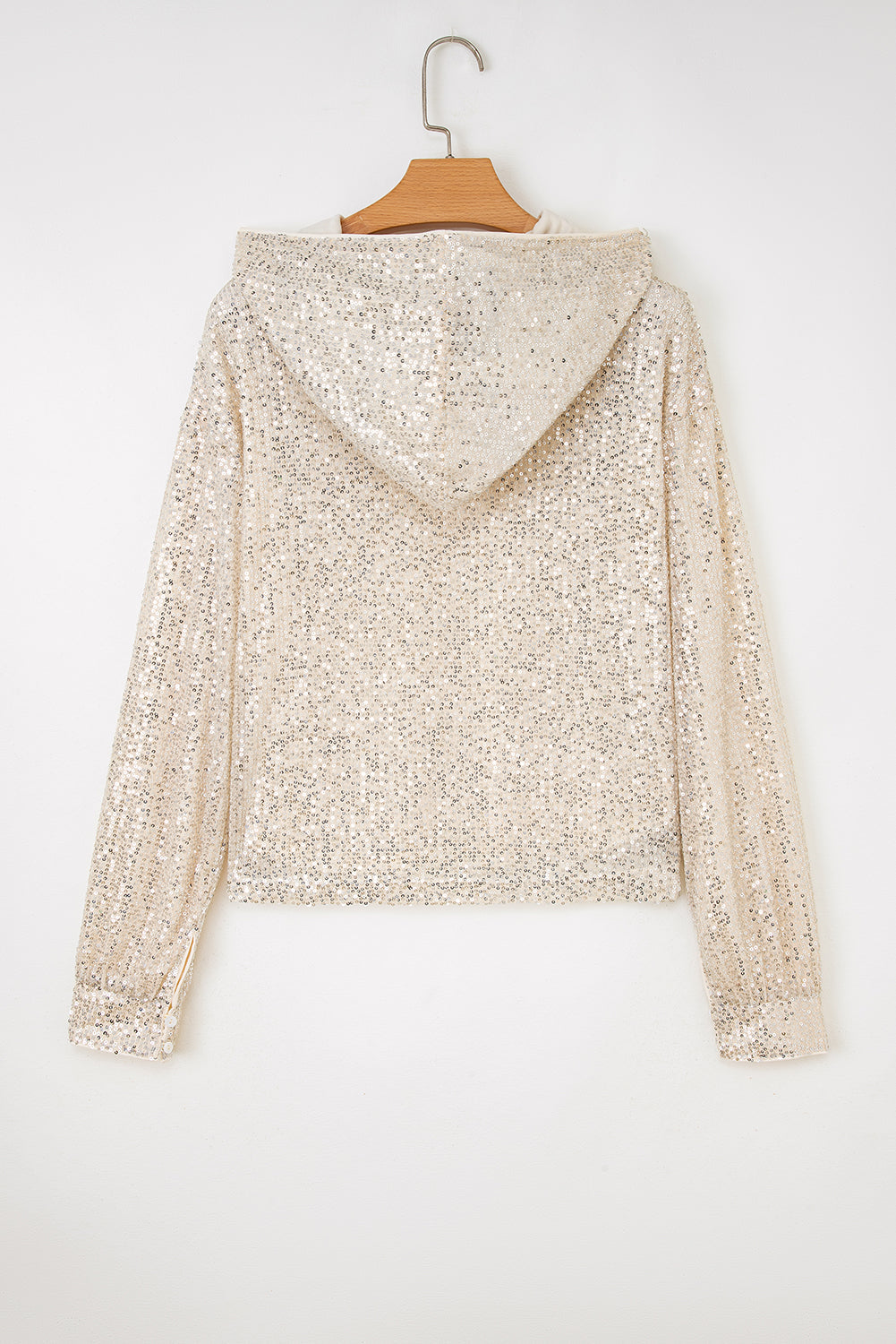 Sequin Hooded Long Sleeve Hoodie - Occasionwear/party tops