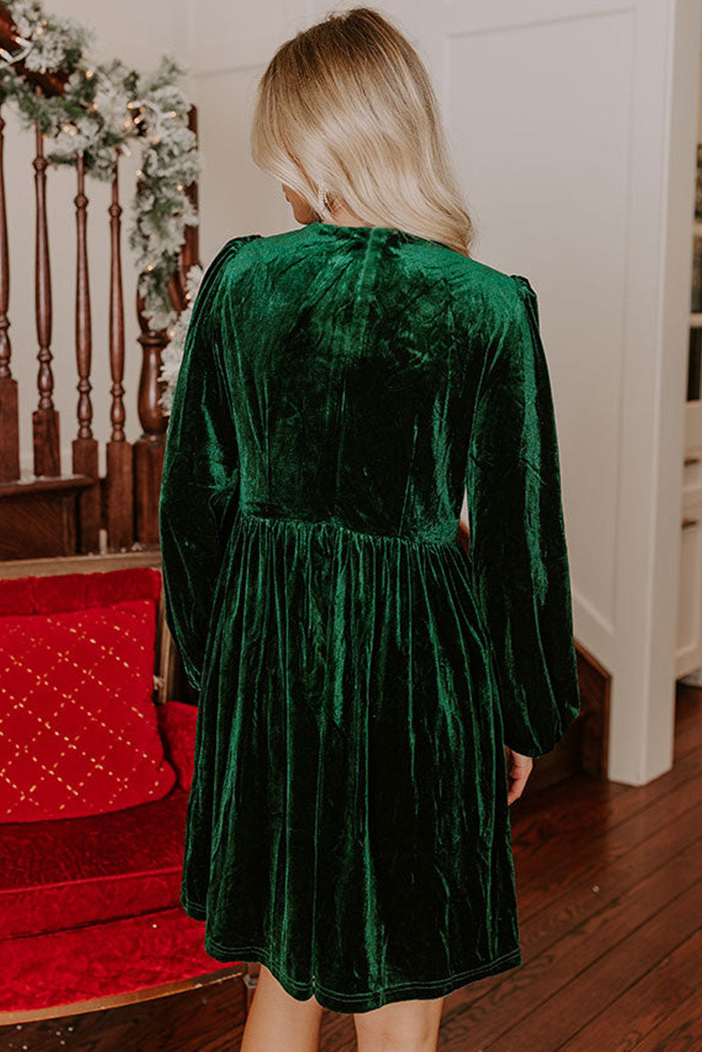 Bowknot Decor High Waist Velvet Mini Dress - eAura