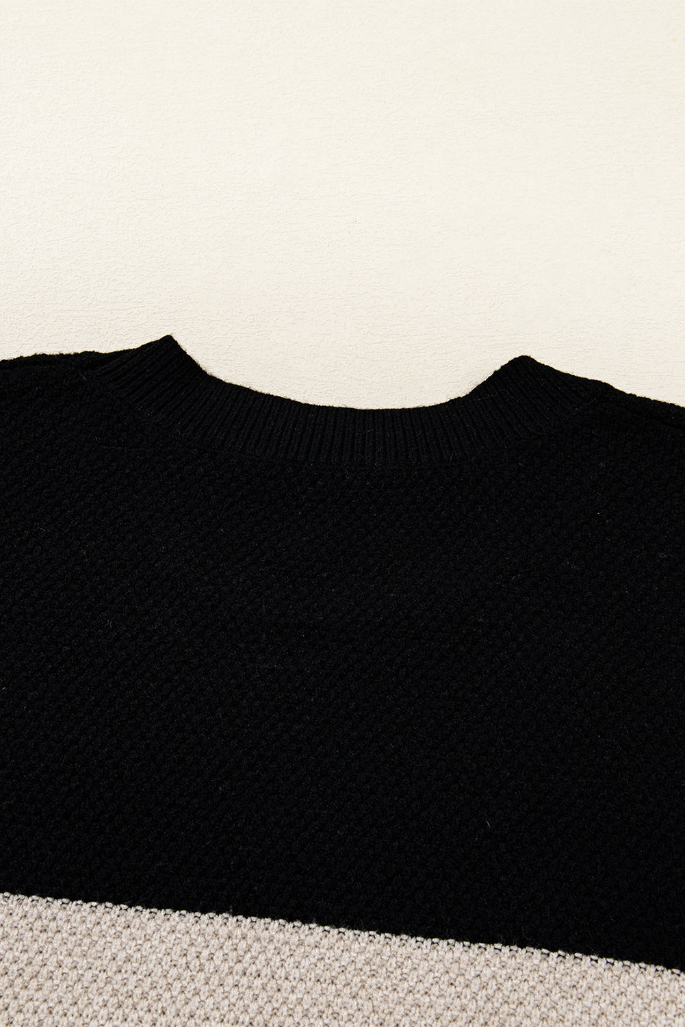 Colour Block Knit Striped Sleeve Detail Casual Sweater eAura