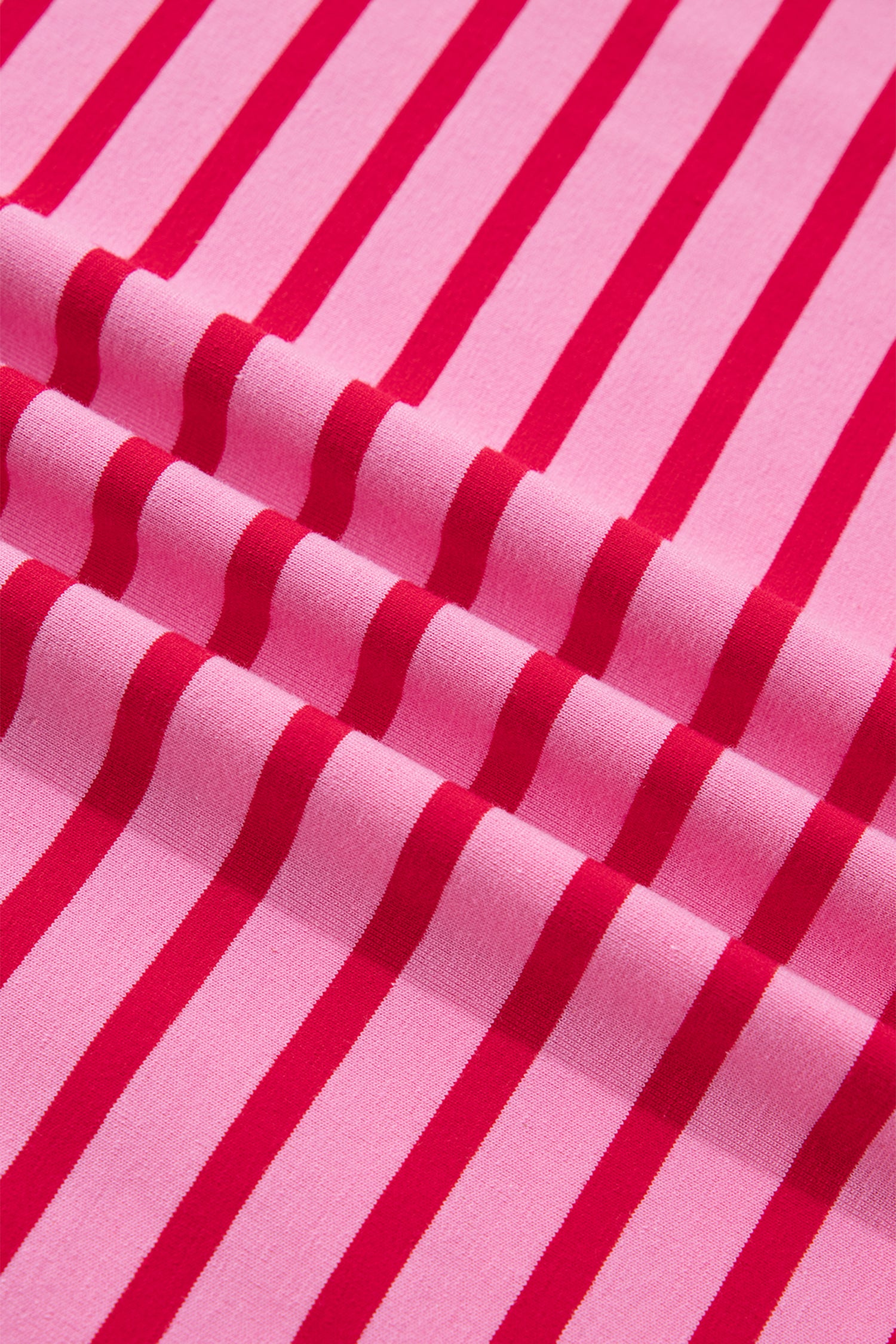 Stripe Scalloped Trim Round Neck T-Shirt