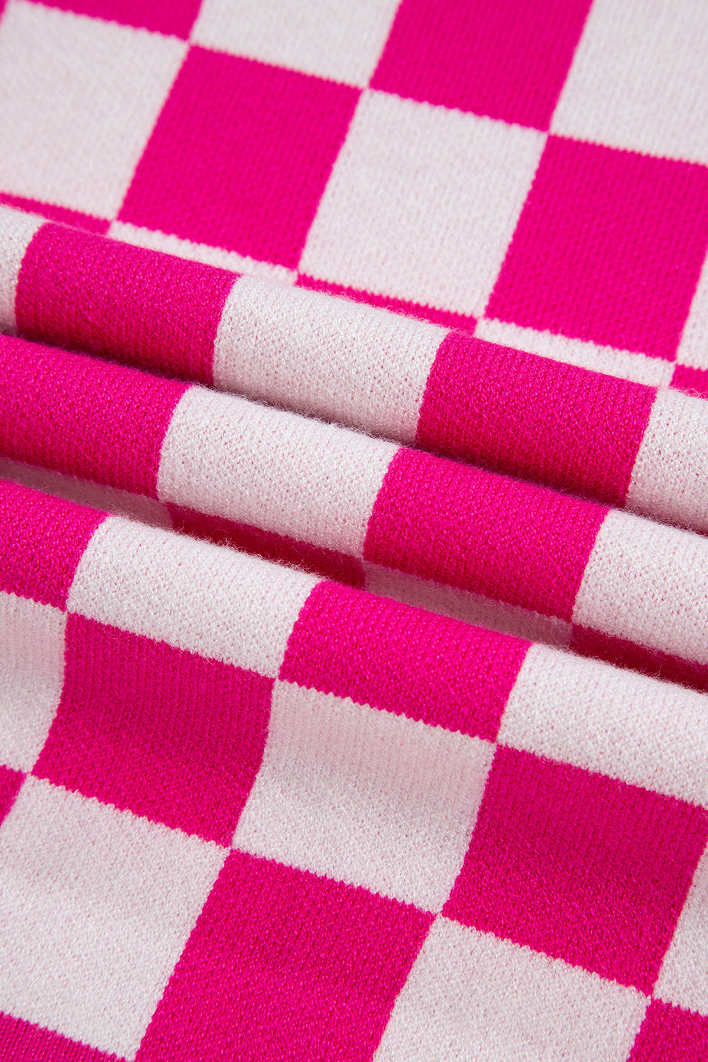 Rose Check Pattern Cap Sleeve Knit Sweater eAura
