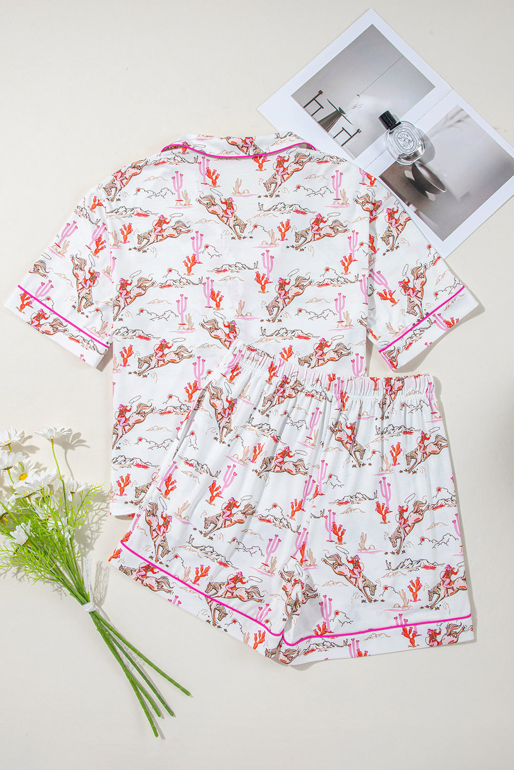 White Cowgirl Country Print Pyjamas Set eAura