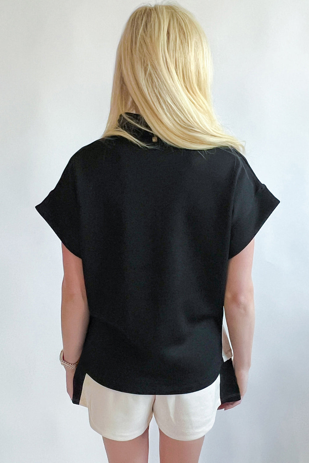 Black Contrast Zipped Collared T Shirt and Short Co-ord Set eAura