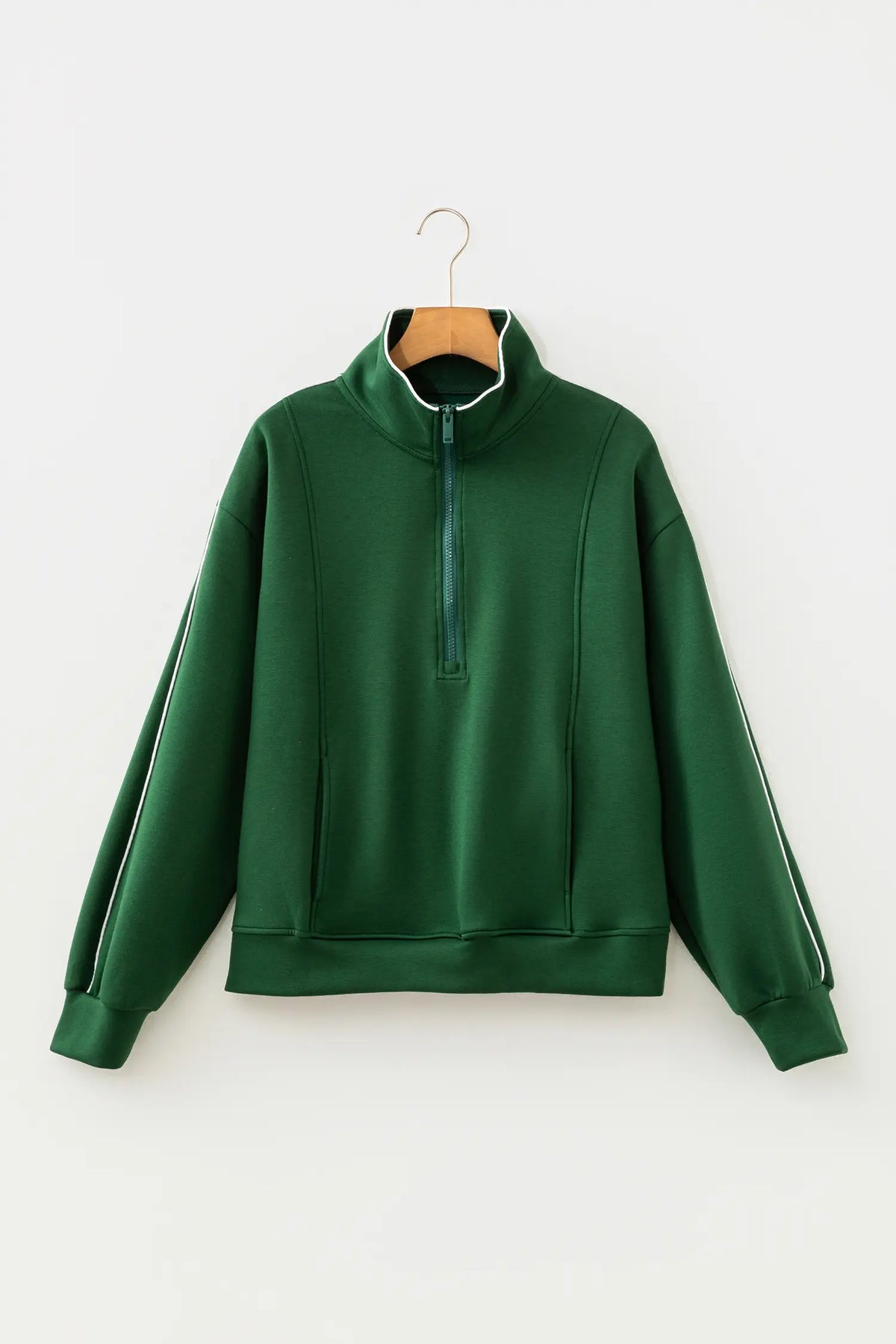 High Neck Zip-Up Loose Fit Sweatshirt