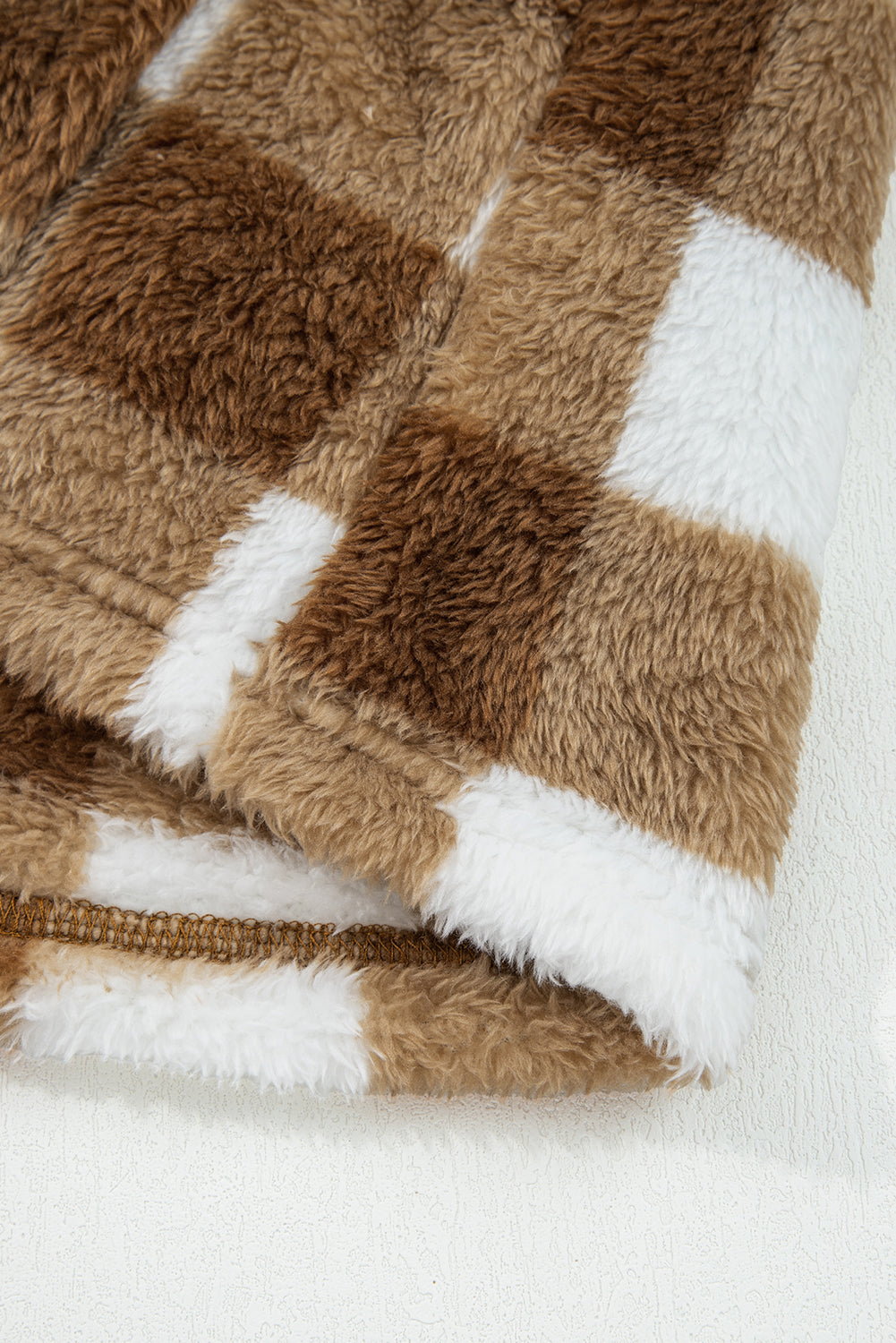Checkered Sherpa Oversized Cardigan with Pockets - eAura