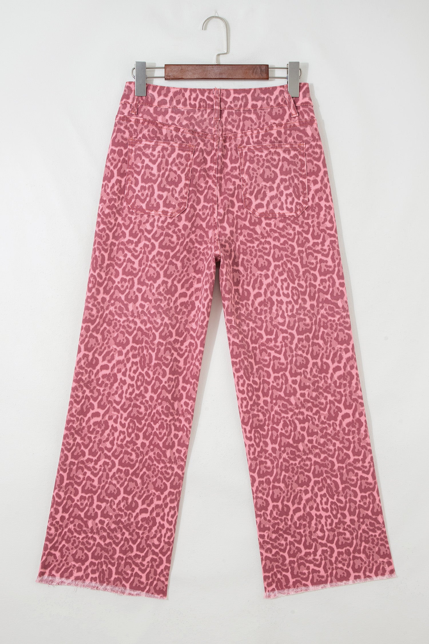 Leopard Frayed Edge Wide Leg High Waist Jeans