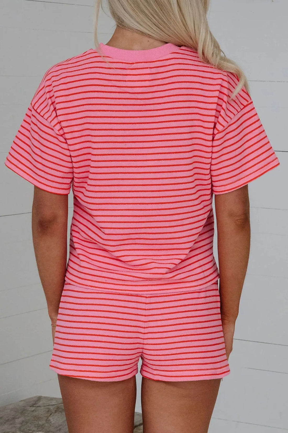 Stripe Side Split Knit Tee & Drawstring Shorts Co-ord Set