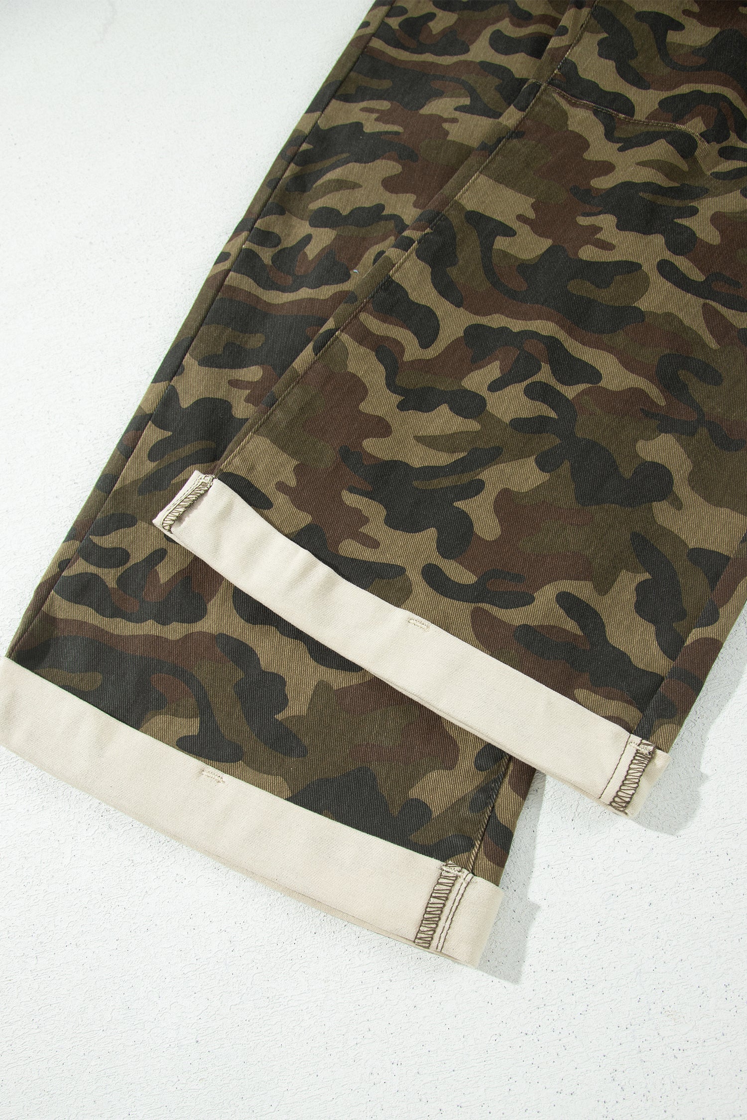 Camouflage Print Retro Grommet Tie Waist Loose Jeans – Multicolour