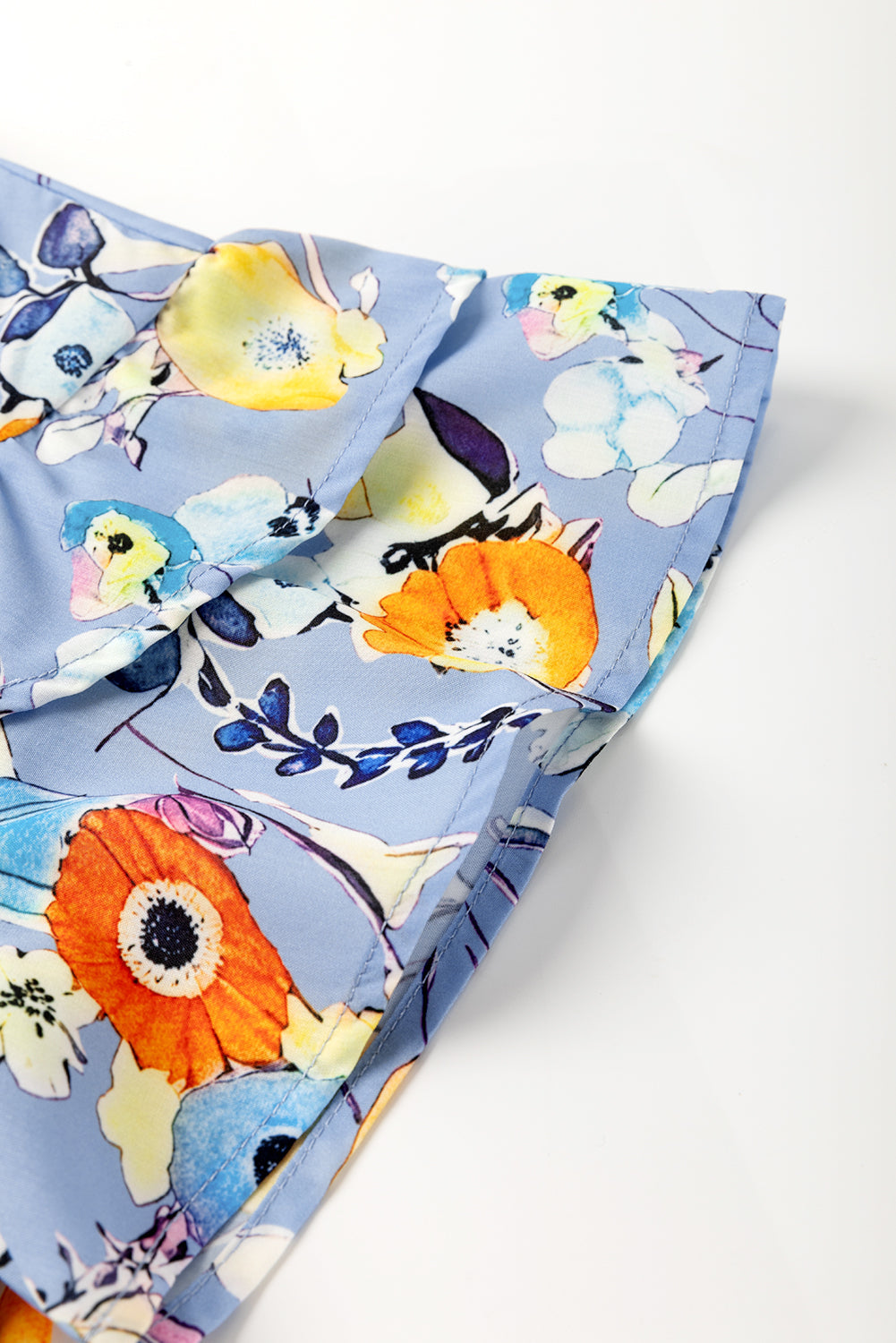 Flutter Sleeve V-Neck Floral Top eAura