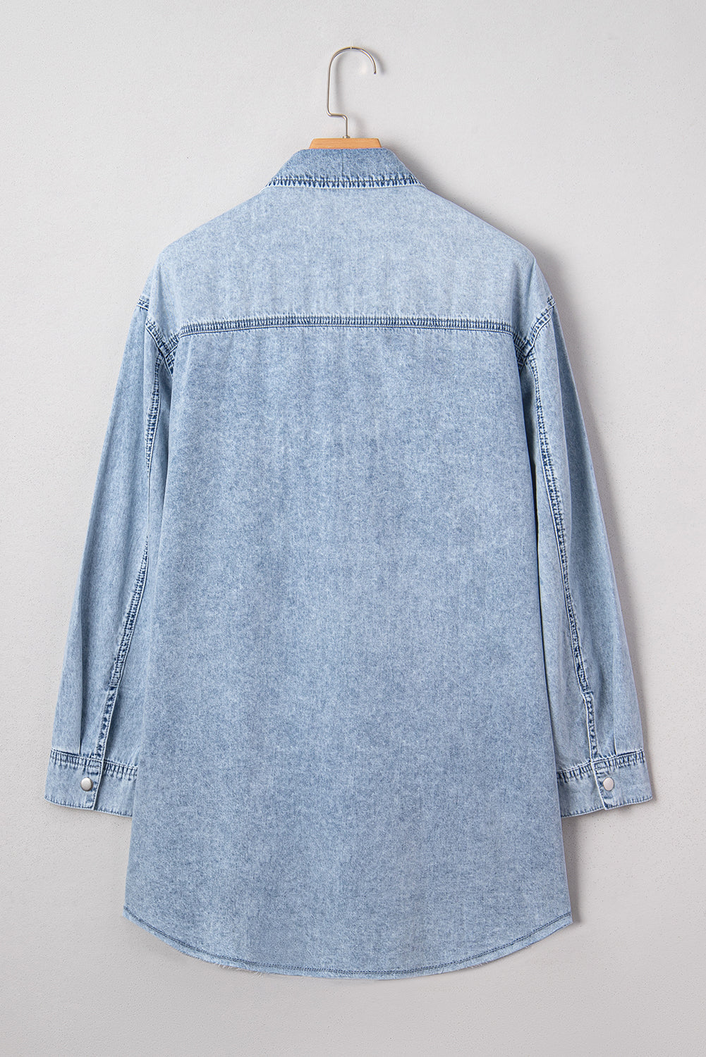 Beau Blue Chest Pocket Raw Hem Denim Baggy Shirt Dress Dear-Lover Dropshipping