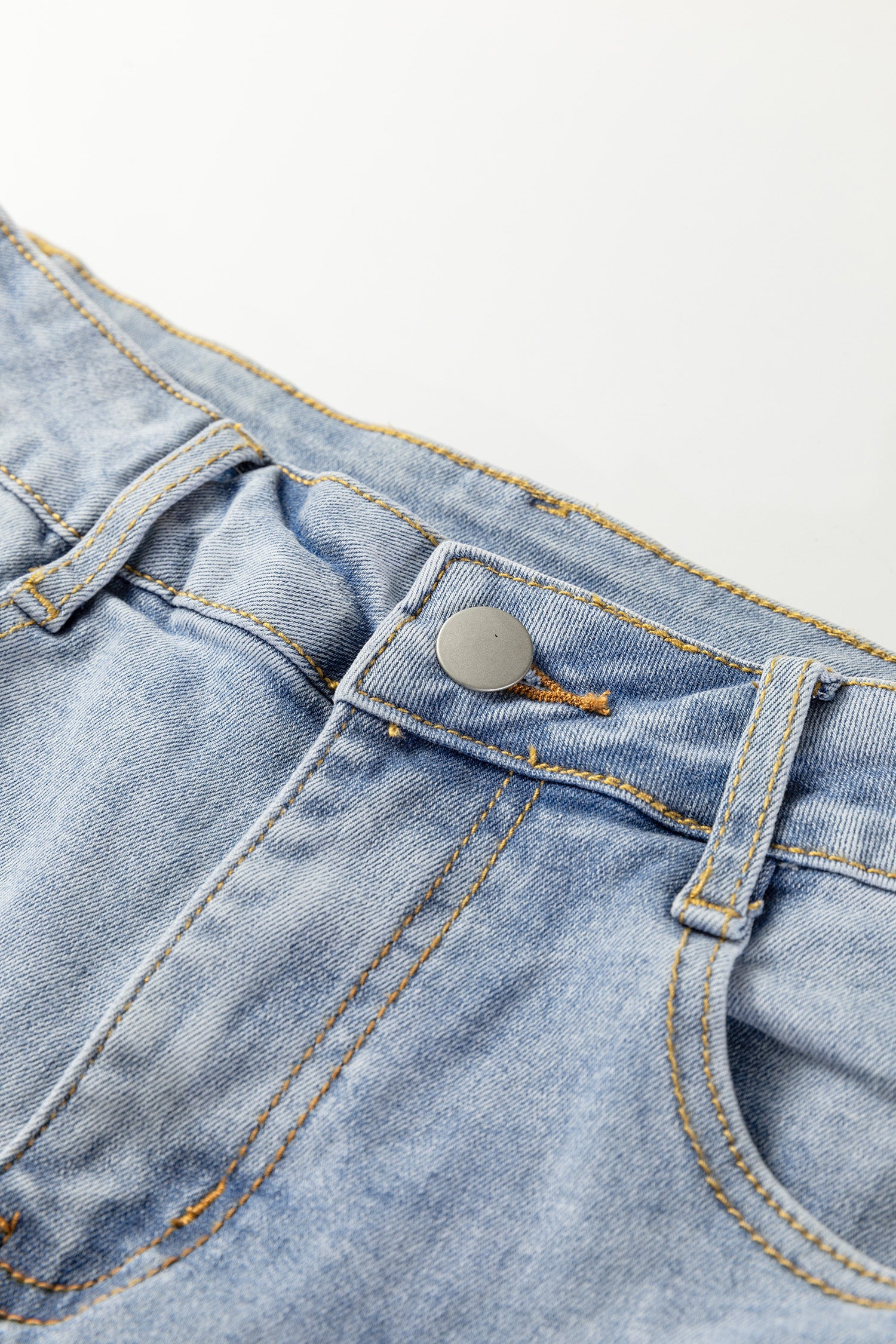 Mid Rise Pearl Embellished Split Wide Leg Jeans - eAura