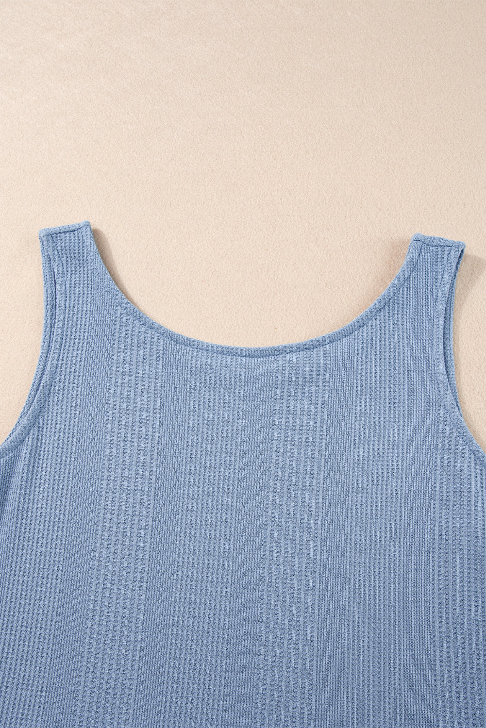 Beau Blue Ribbed Ruffle Tank Top and Trousers Set eAura