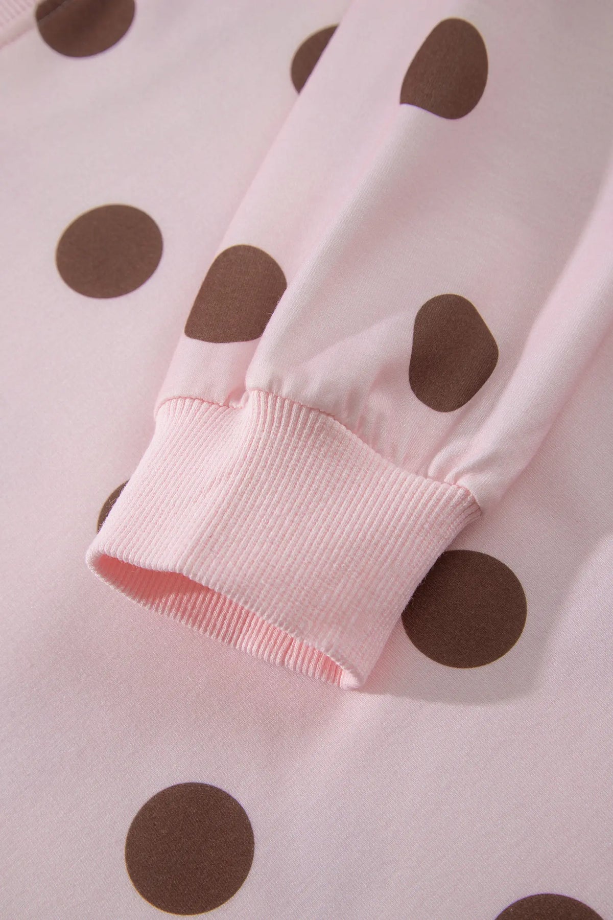 Polka Dot Two Piece Set Long Sleeve Casual Skirt Set – Pink