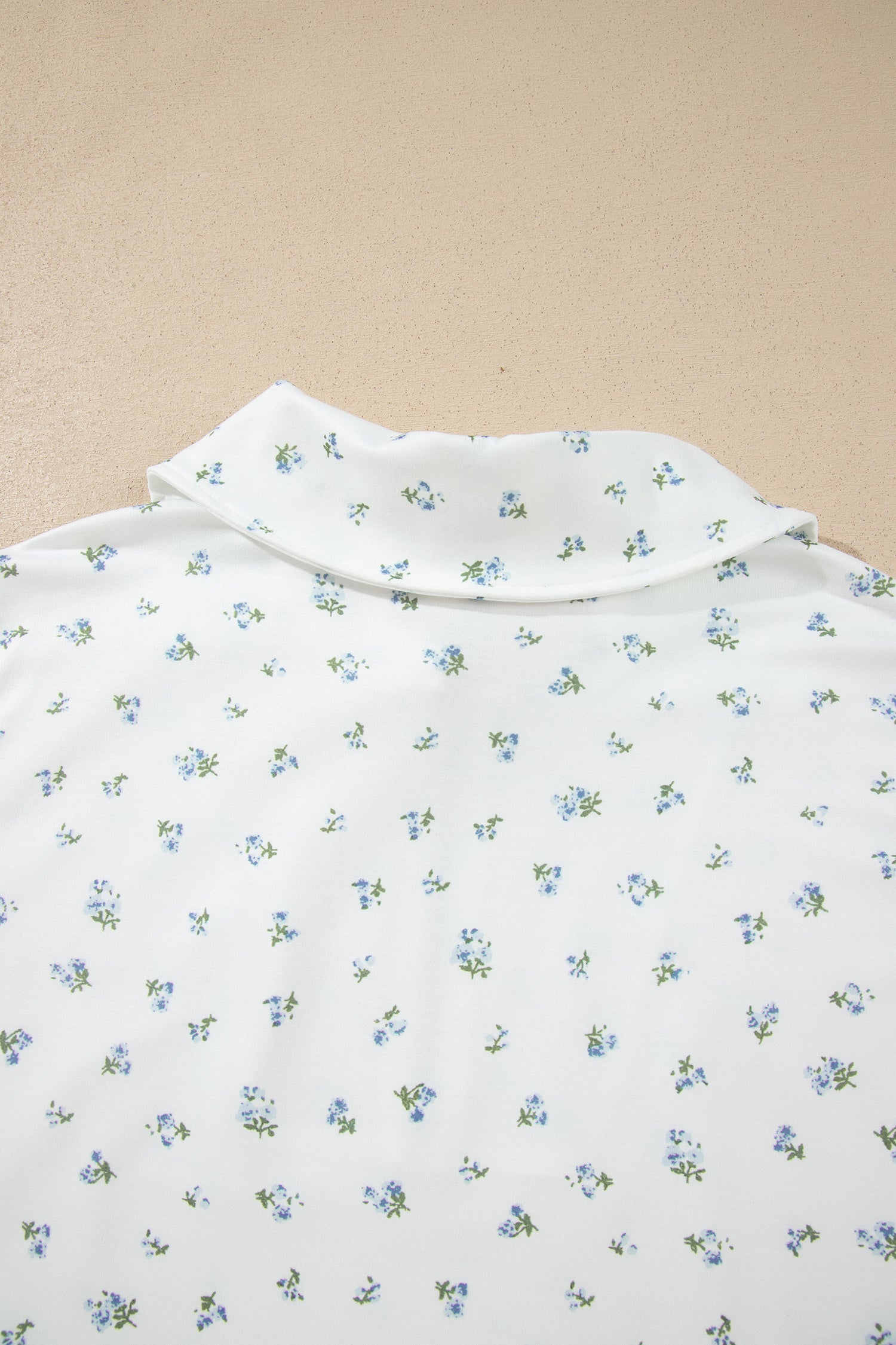 Floral Print Half Zip Top Matching Short Set – White
