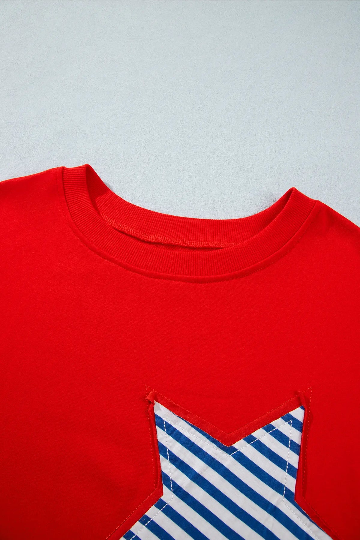 Patch Embroidery Star Colourblock Plus Size Sweatshirt – Fiery Red