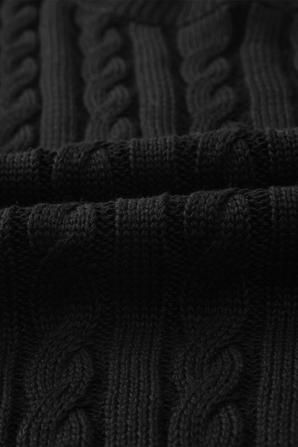 Black Crew Neck Cable Knit Short Sleeve Sweater eAura