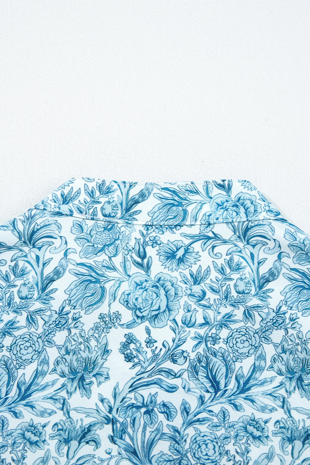 Sky Blue All Over Floral Puff Sleeve Shirt - eAura