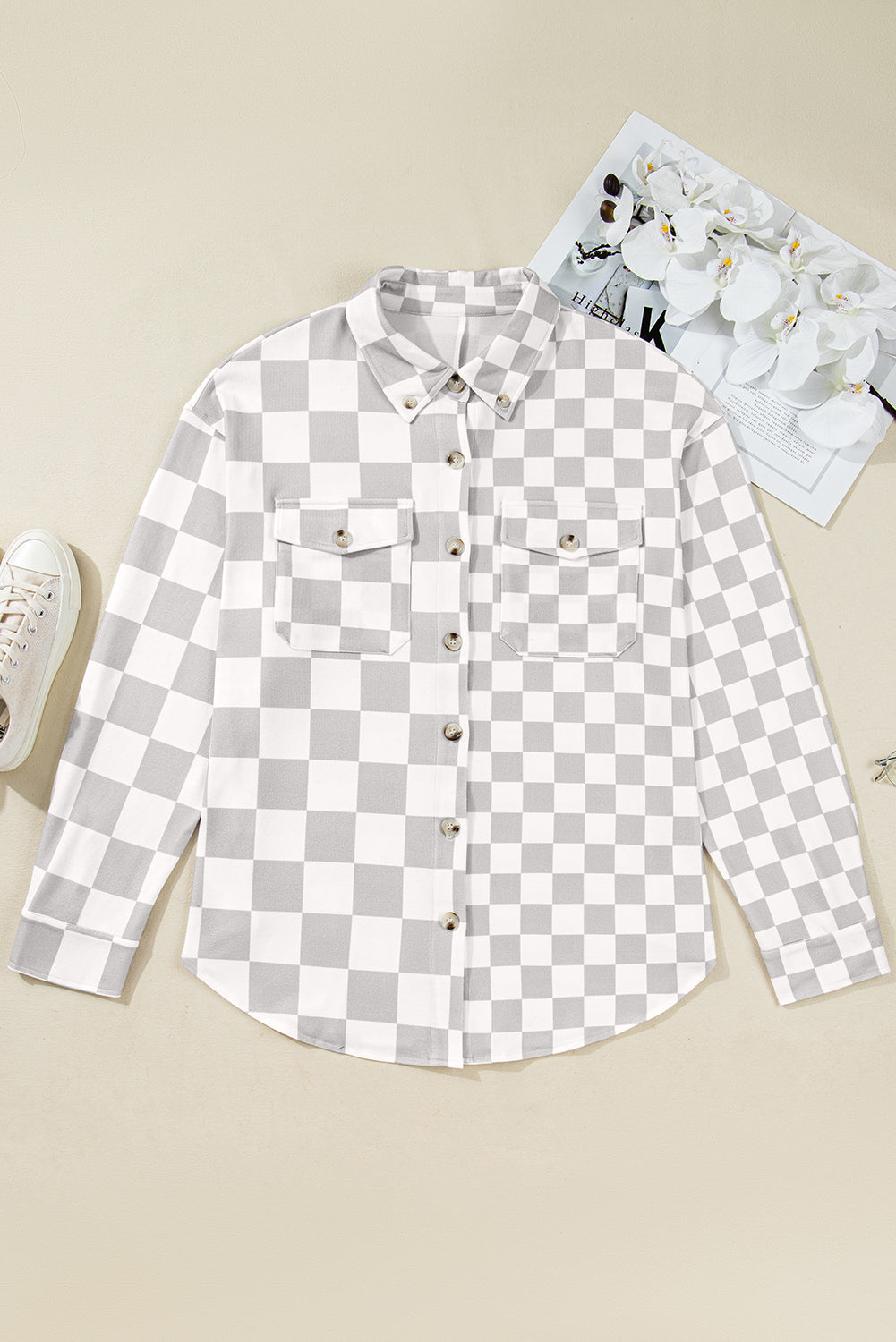Checkered Buttoned Down Casual Jacket - eAura