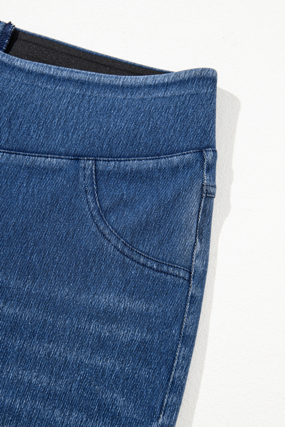 Navy Blue Skinny Elastic Waist Ankle Length Mid Waist Jeggings with Pockets eAura