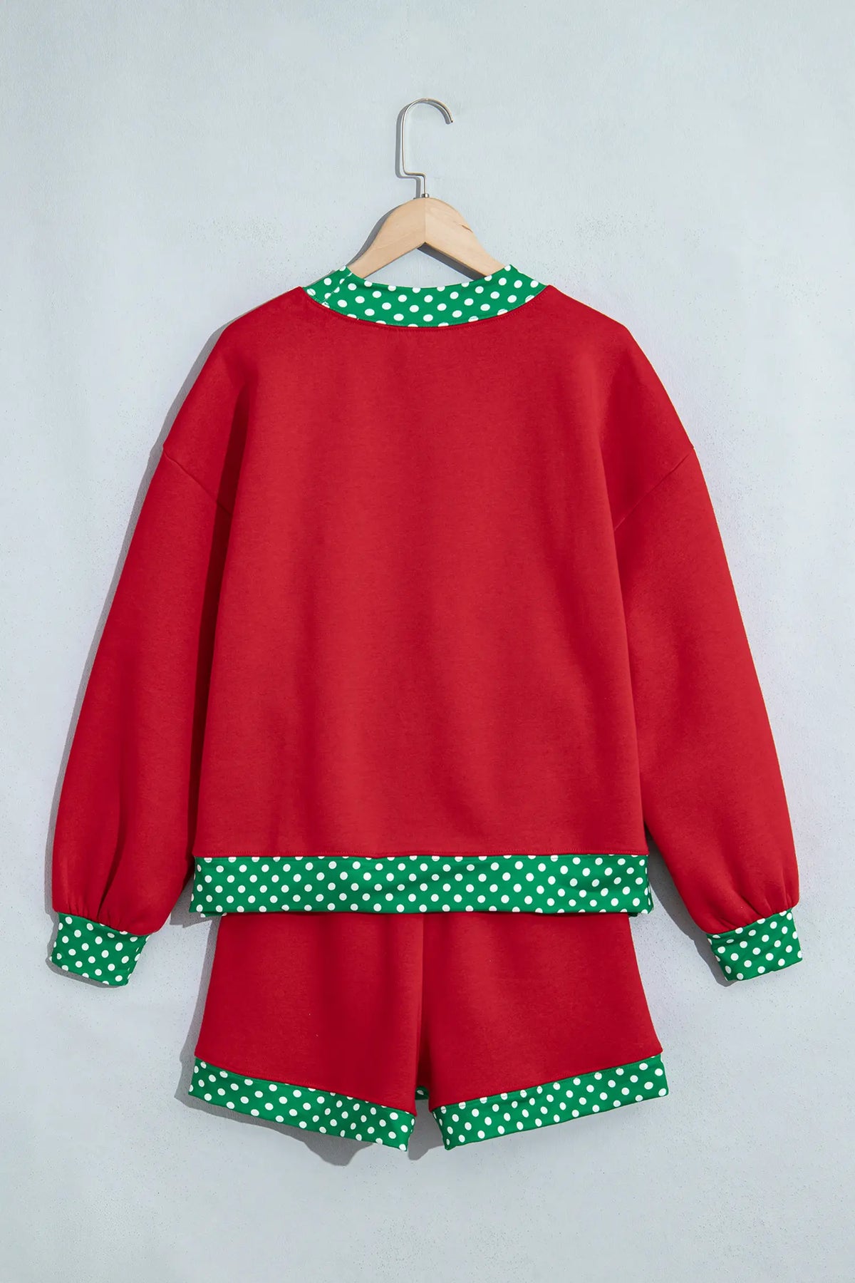 Gingham Trim Baggy Pullover 2pcs Short Set – Fiery Red