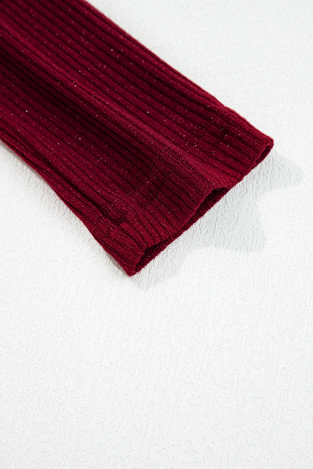 Red Dahlia Metal Ribbed Knit Long Sleeve Slim Fit Top - eAura