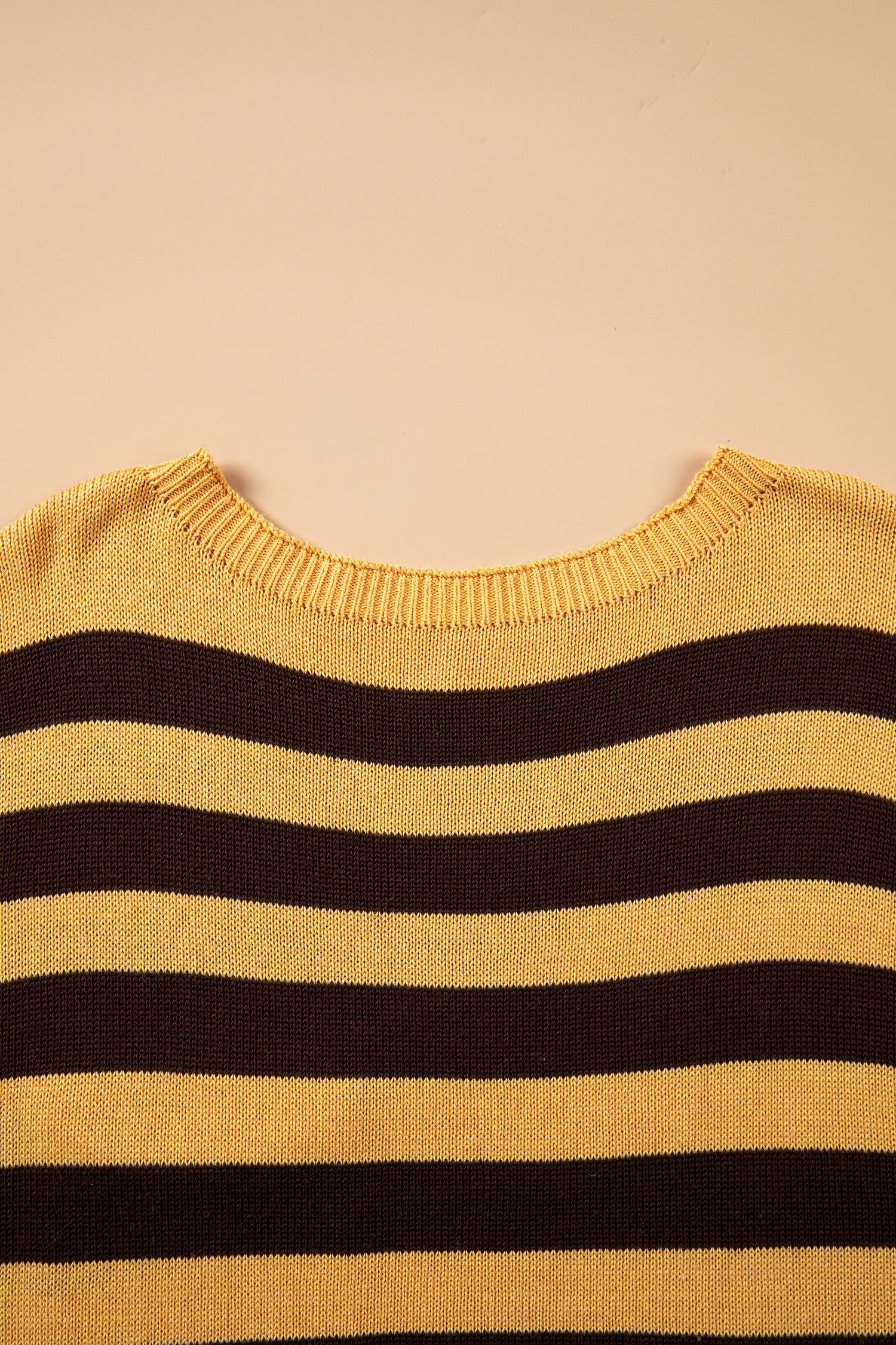 Striped Drop Shoulder Colorblock Pullover Sweater – Brown Stripe