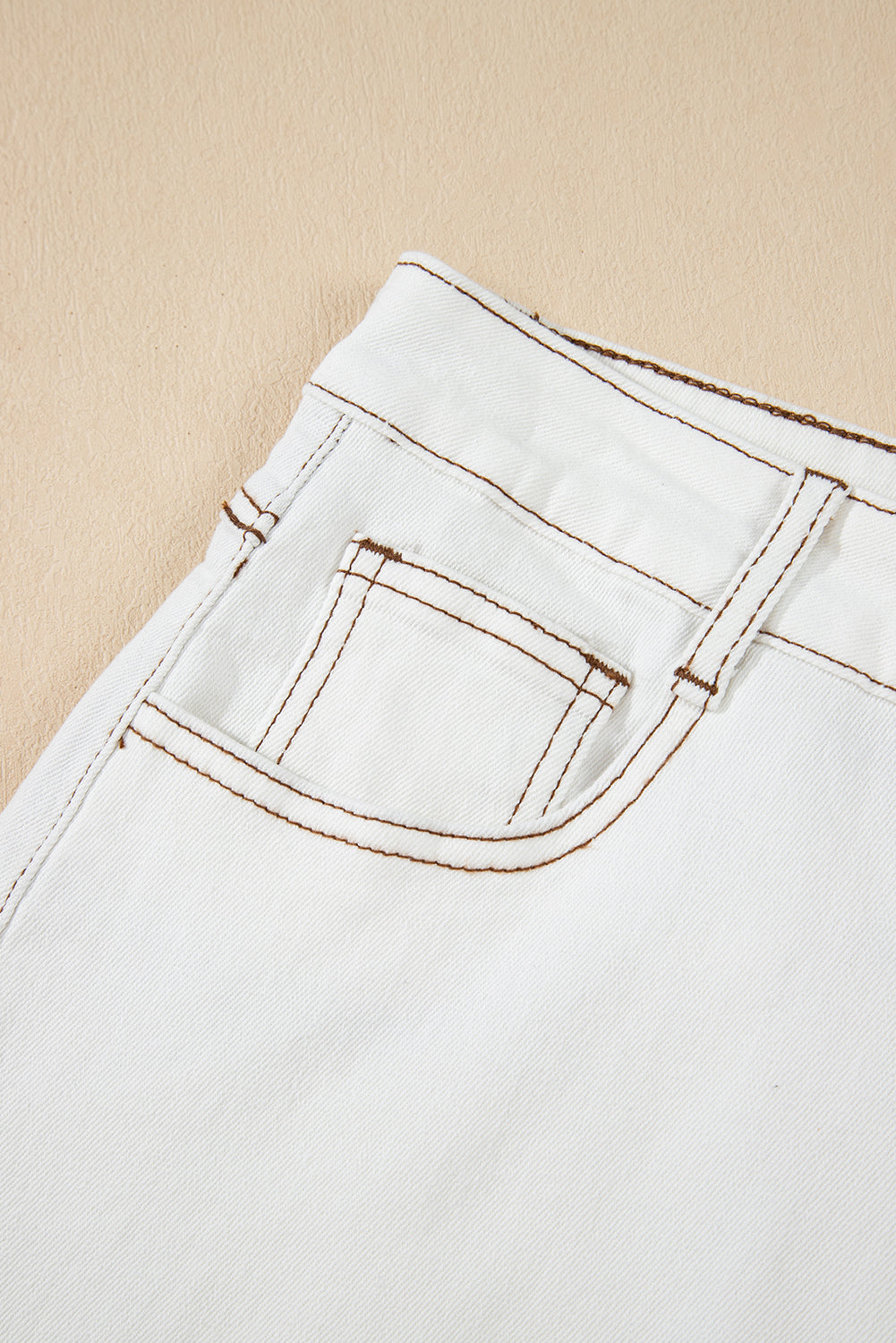 White Raw Hem High Waist Denim Shorts eAura