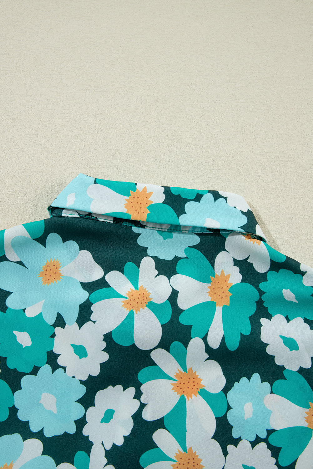 Green Floral Tiered Long Puff Sleeve Shirt Dress eAura