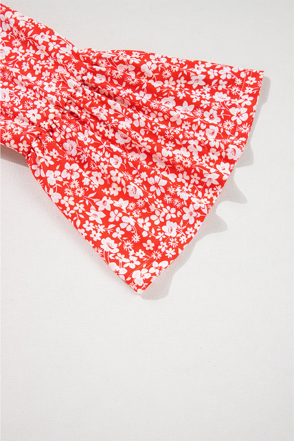Red Plus Size Floral V Neck Flared Bracelet Sleeve Blouse BB Fashion Outlet