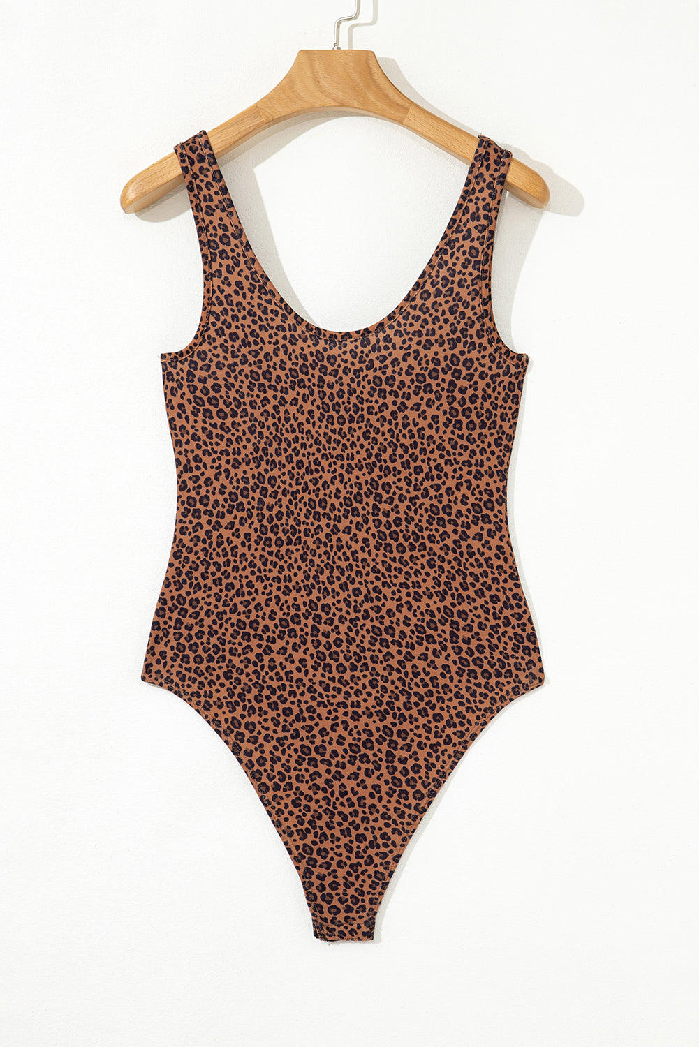 Brown Leopard Printed Sleeveless Scoop Neck Bodysuit BB Fashion Outlet
