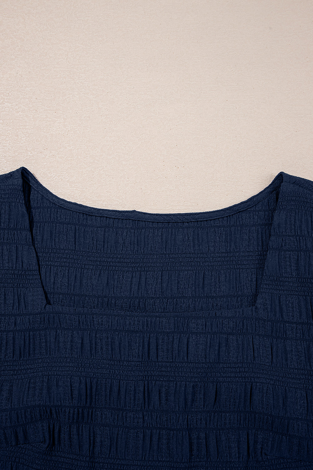 Textured Square Neck Top and Shirred High Waist Shorts Co-ord Set eAura