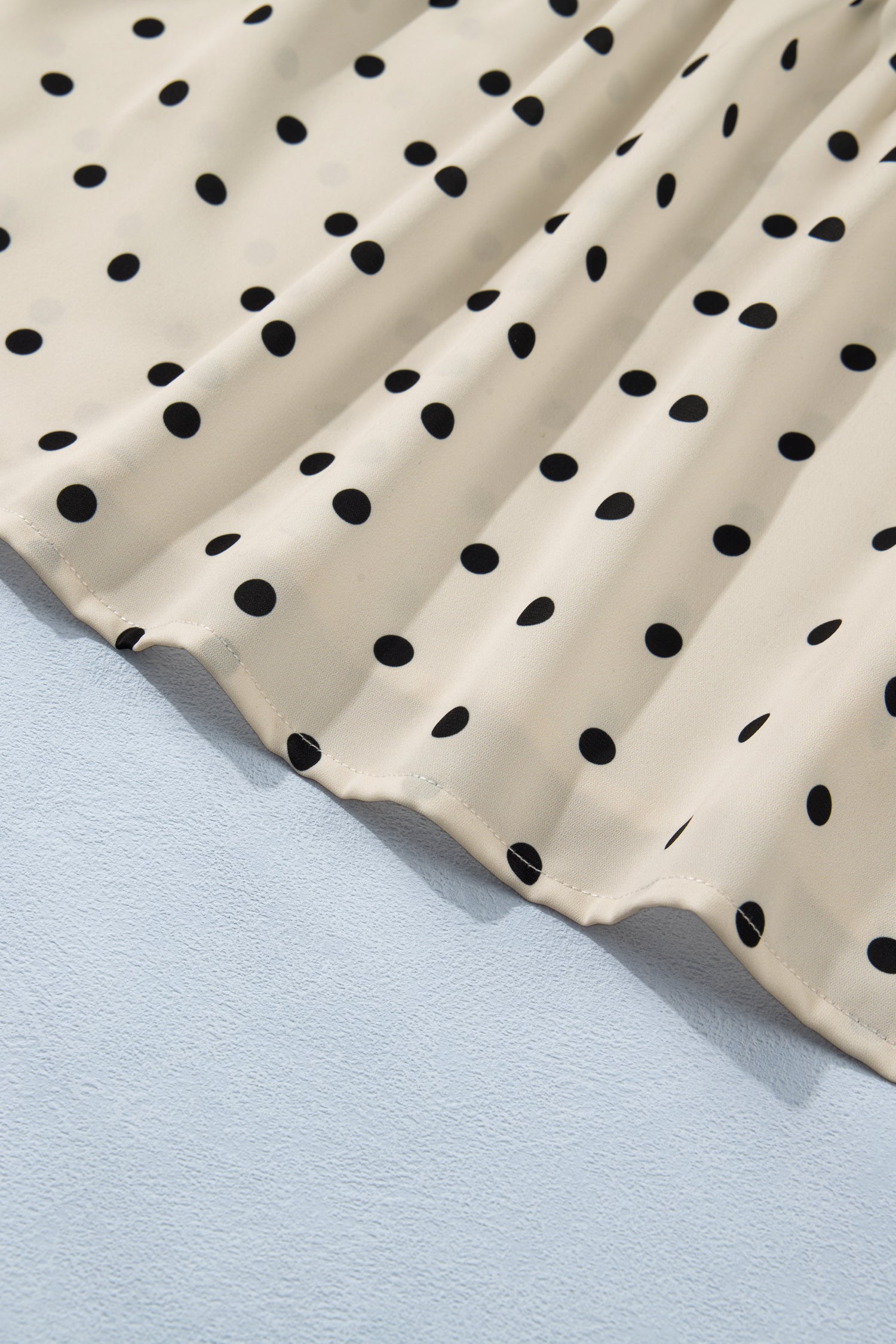 Plus Size Polka Dot Print Button Detail Short Sleeve Babydoll Blouse