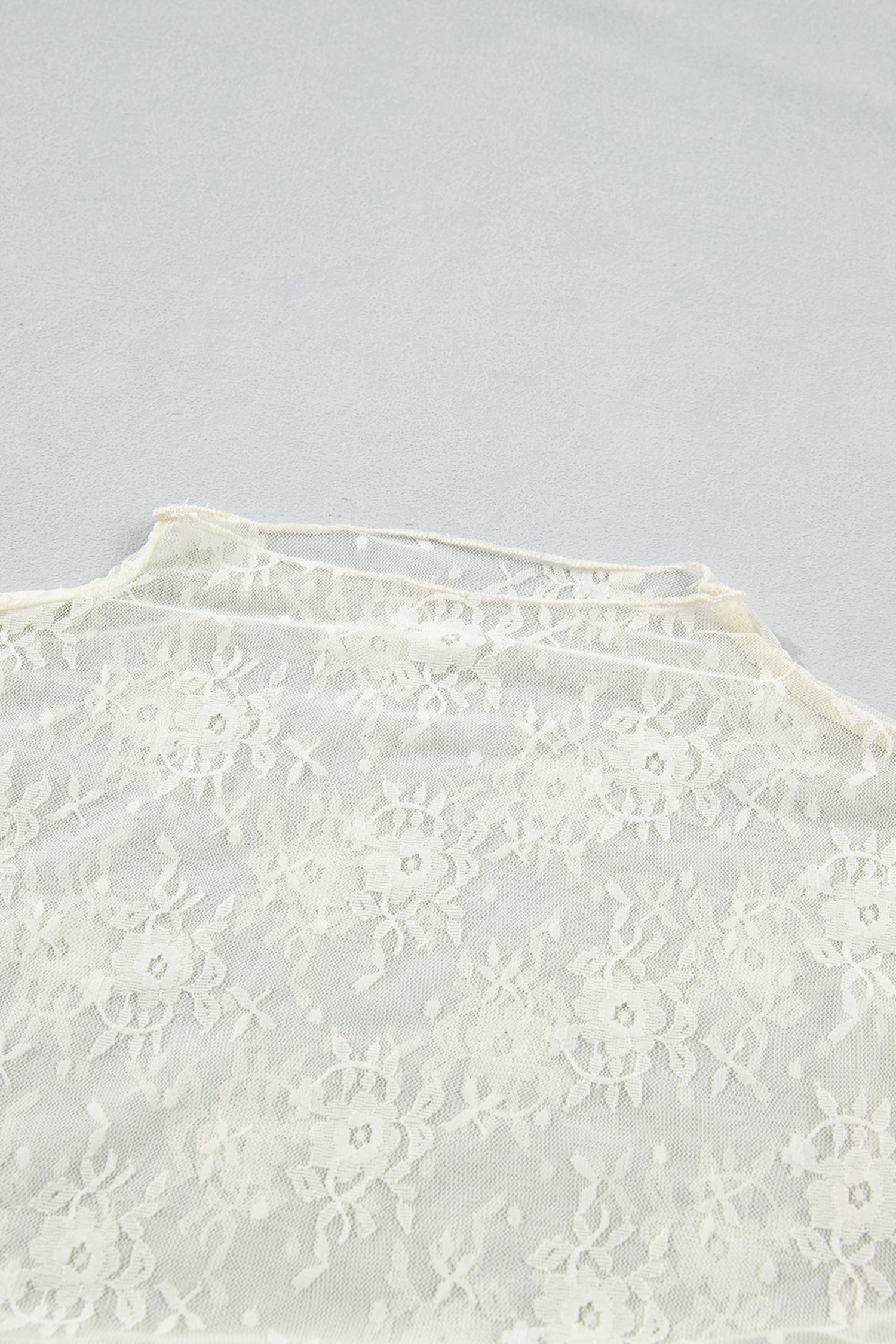 Jet Stream Sheer Floral Mesh Ruched Long Sleeve Top – Cream