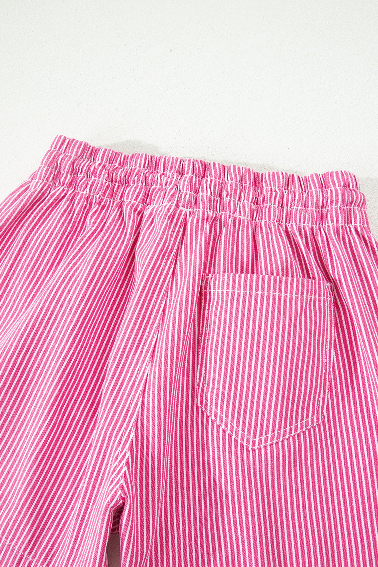 Drawstring Elastic Waist Casual Denim Shorts – Sky Blue Stripe